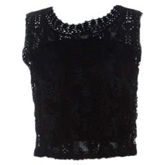 Emanuel Ungaro Ombre De La Nuit Vintage Black Lace Sleeveless Cropped Blouse M