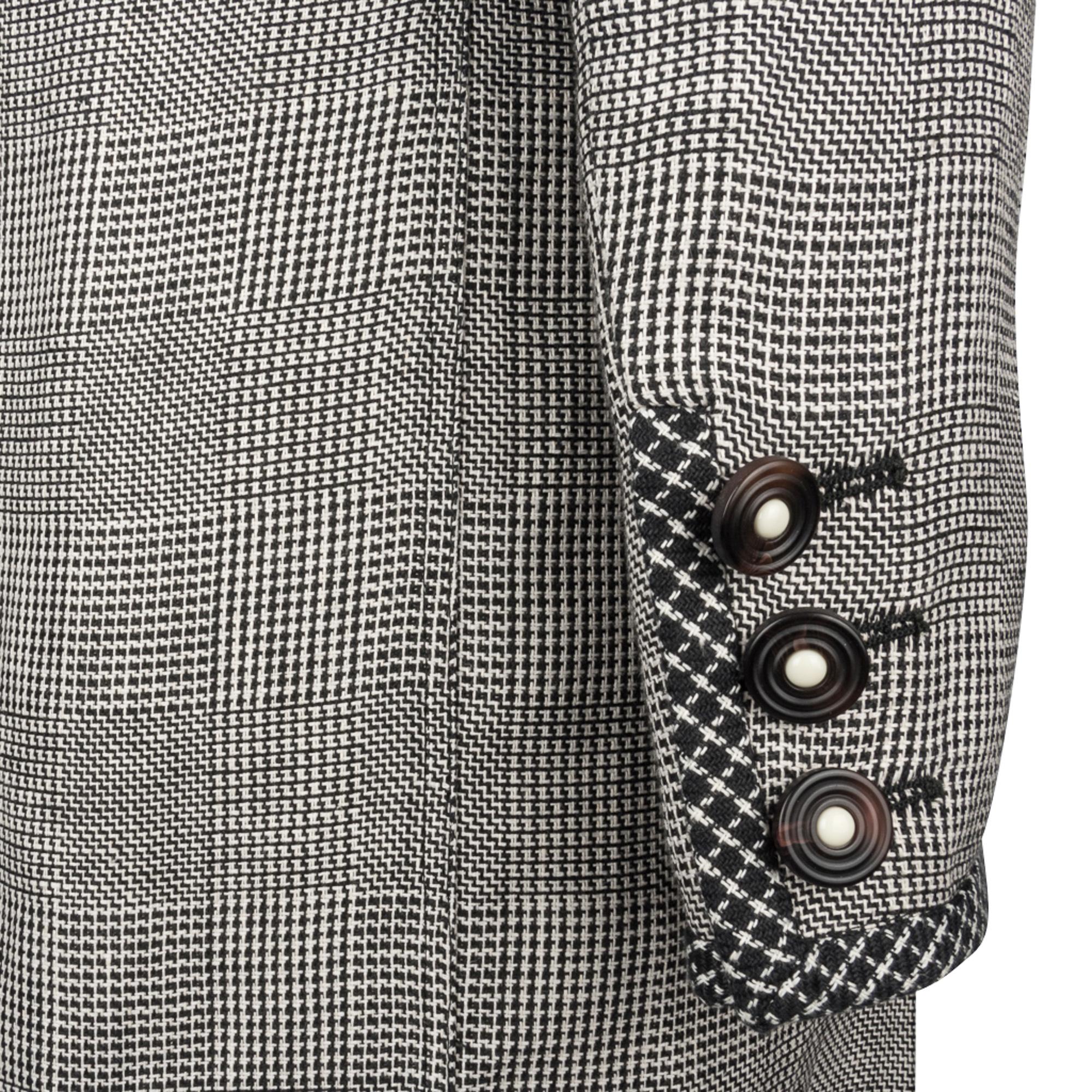 Gray Emanuel Ungaro Pant Suit Long Line Jacket Black White Window Pane 12 New w/Tag