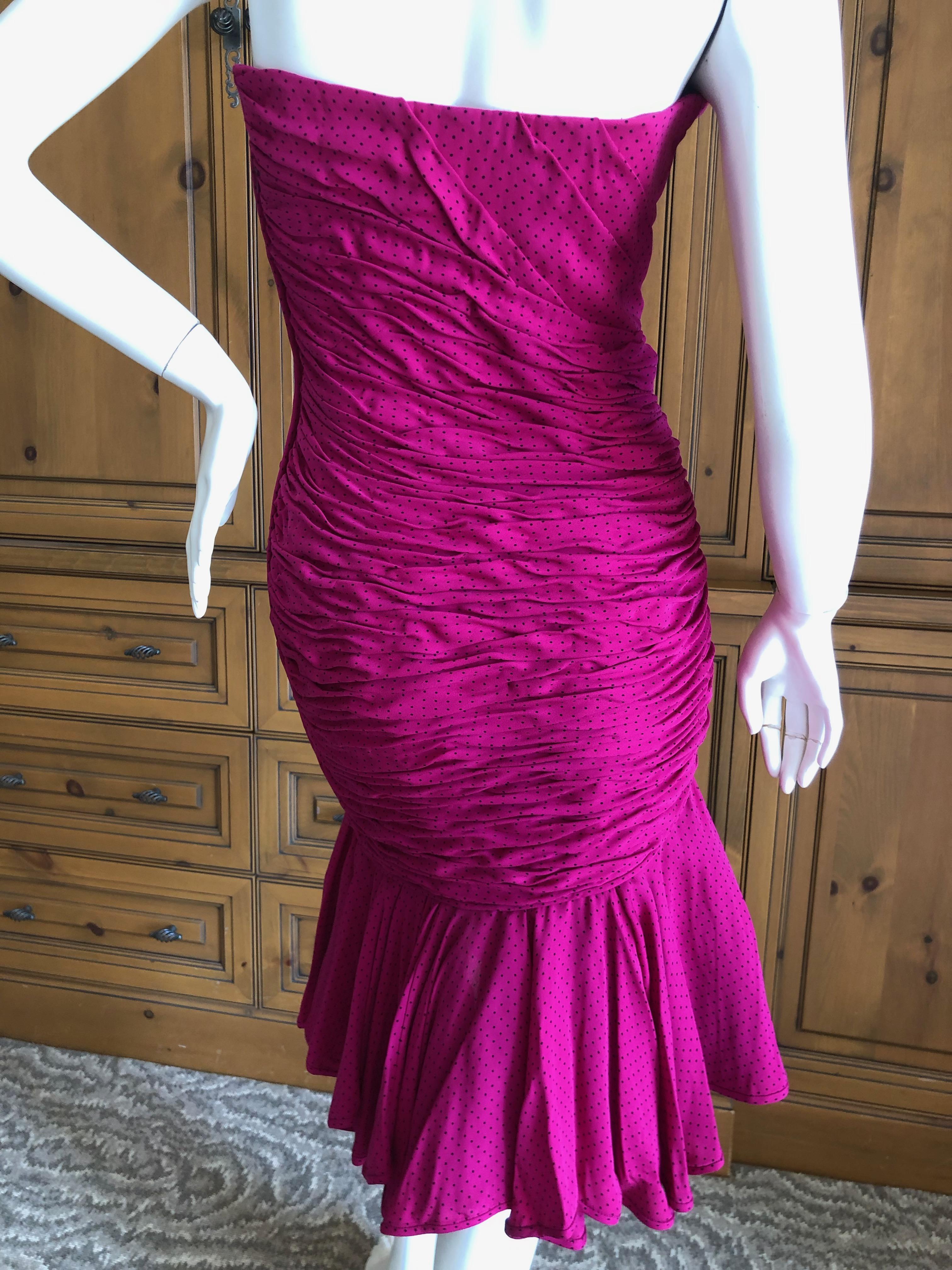 Emanuel Ungaro Parallel Fall 1984 Shirred Strapless Evening Dress w Lace Hem For Sale 2