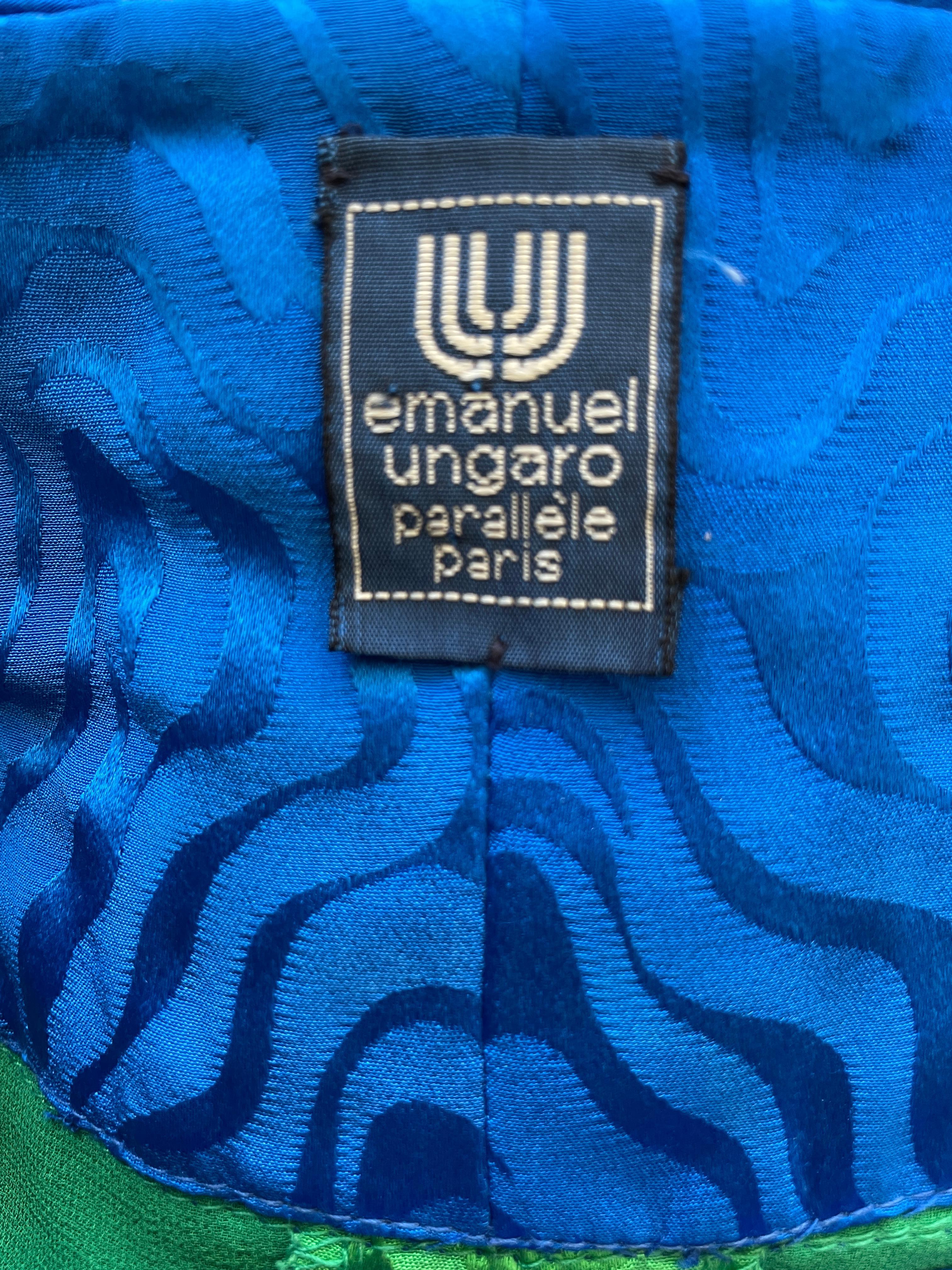 Emanuel Ungaro Parallel Spring 1985 Color Block Strapless Silk Evening Dress For Sale 8