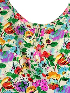 Emanuel Ungaro Parallèle Floral Silk Skirt and Blouse Ensemble 1980s