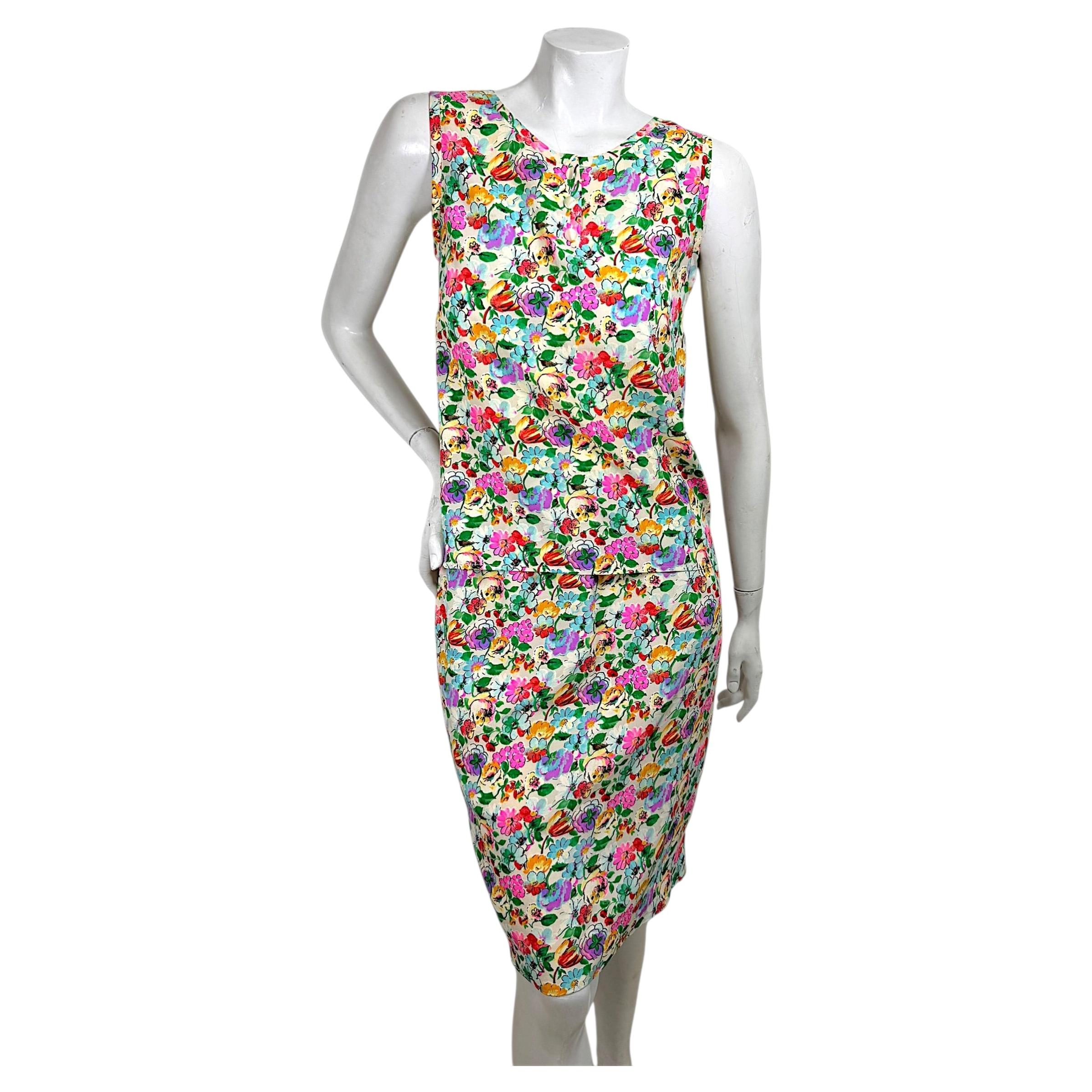 Emanuel Ungaro Parallèle Floral Silk Skirt and Blouse Ensemble 1980s