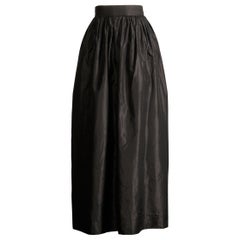 Emanuel Ungaro Parallele Paris Vintage Black Textured Silk Maxi Skirt, 1970s