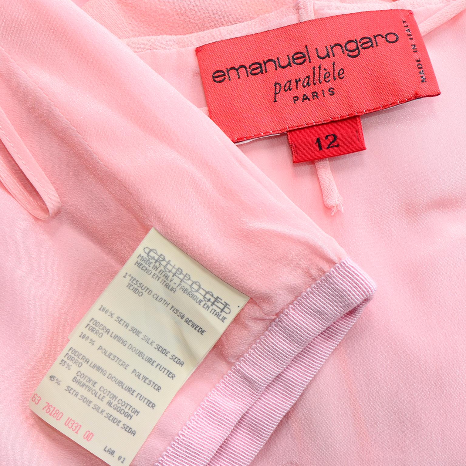 Emanuel Ungaro Parallele Pink Silk Chiffon Vintage Cocktail Evening Dress For Sale 4