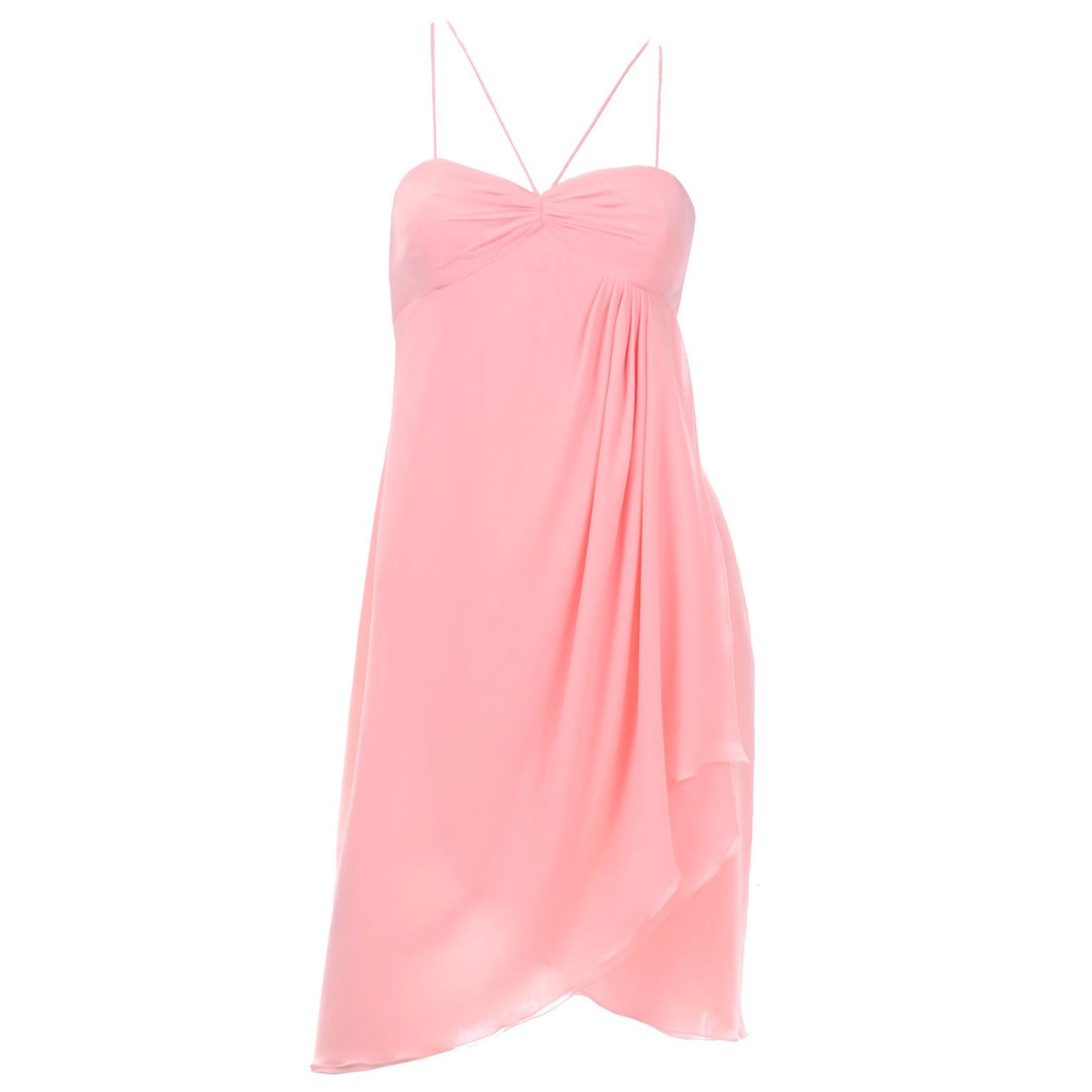 Emanuel Ungaro Parallele Pink Silk Chiffon Vintage Cocktail Evening Dress For Sale