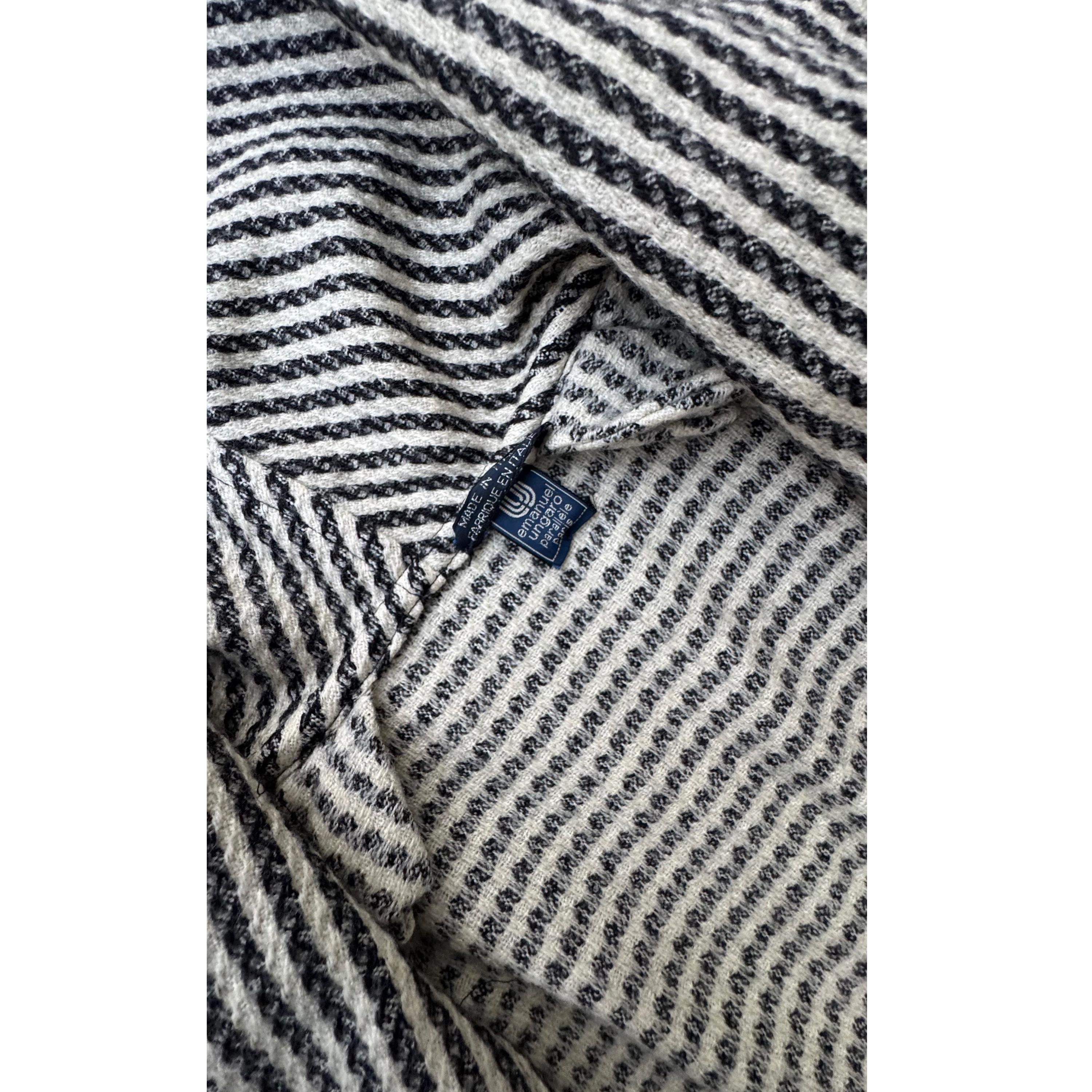 Emanuel Ungaro Paralléle Vintage 80s Black & White Wool Cotton Mix Cocoon Coat For Sale 9