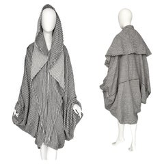 Emanuel Ungaro Paralléle Vintage 80s Black & White Wool Cotton Mix Cocoon Coat