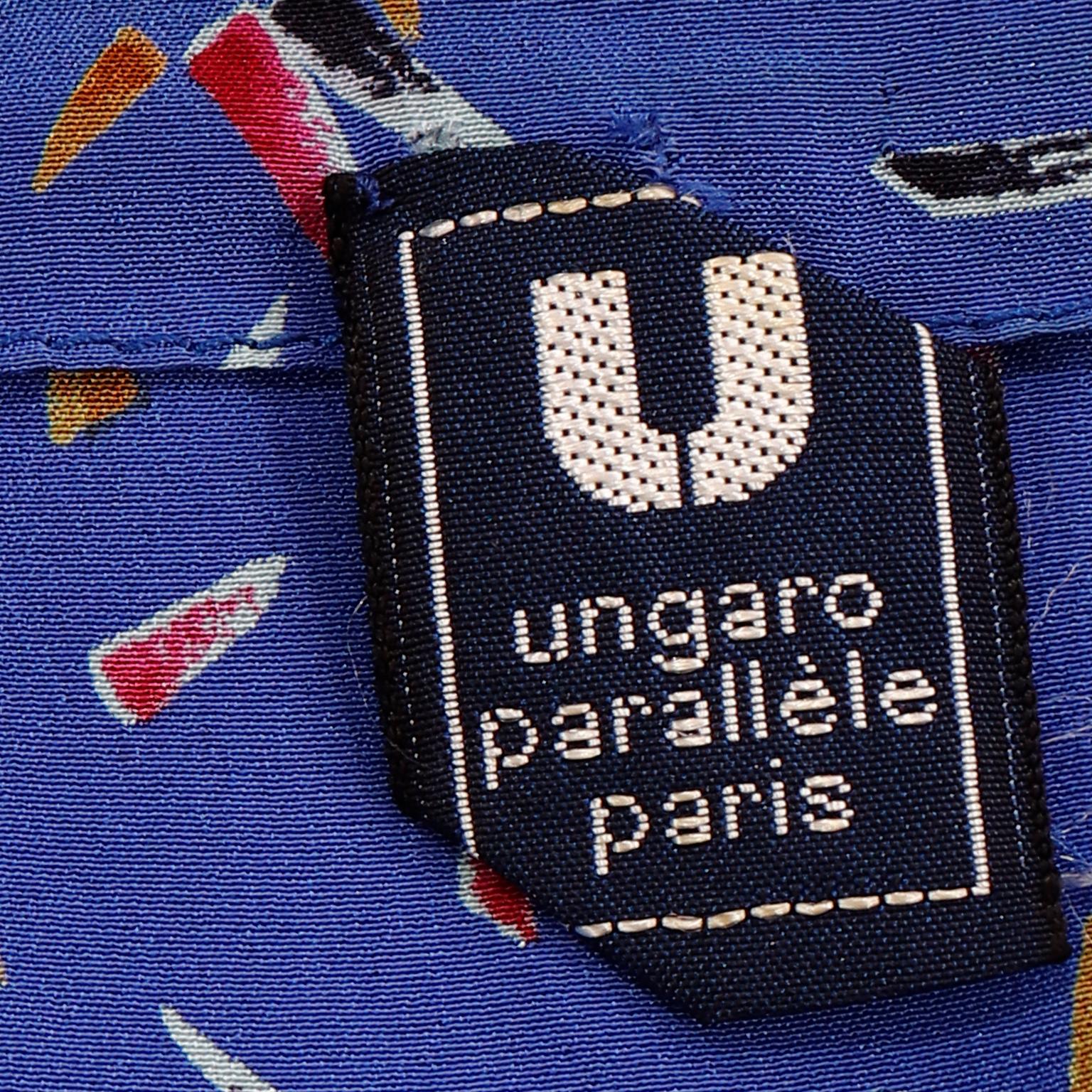Emanuel Ungaro Parallele Vintage Blue Abstract Print Silk Dress 5