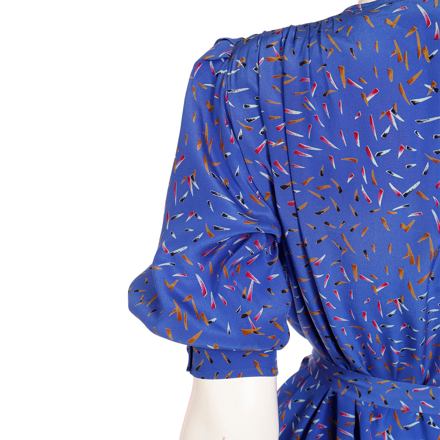Emanuel Ungaro Parallele Vintage Blue Abstract Print Silk Dress 3