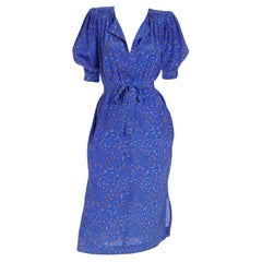 Emanuel Ungaro Parallele Vintage Blue Abstract Print Silk Dress