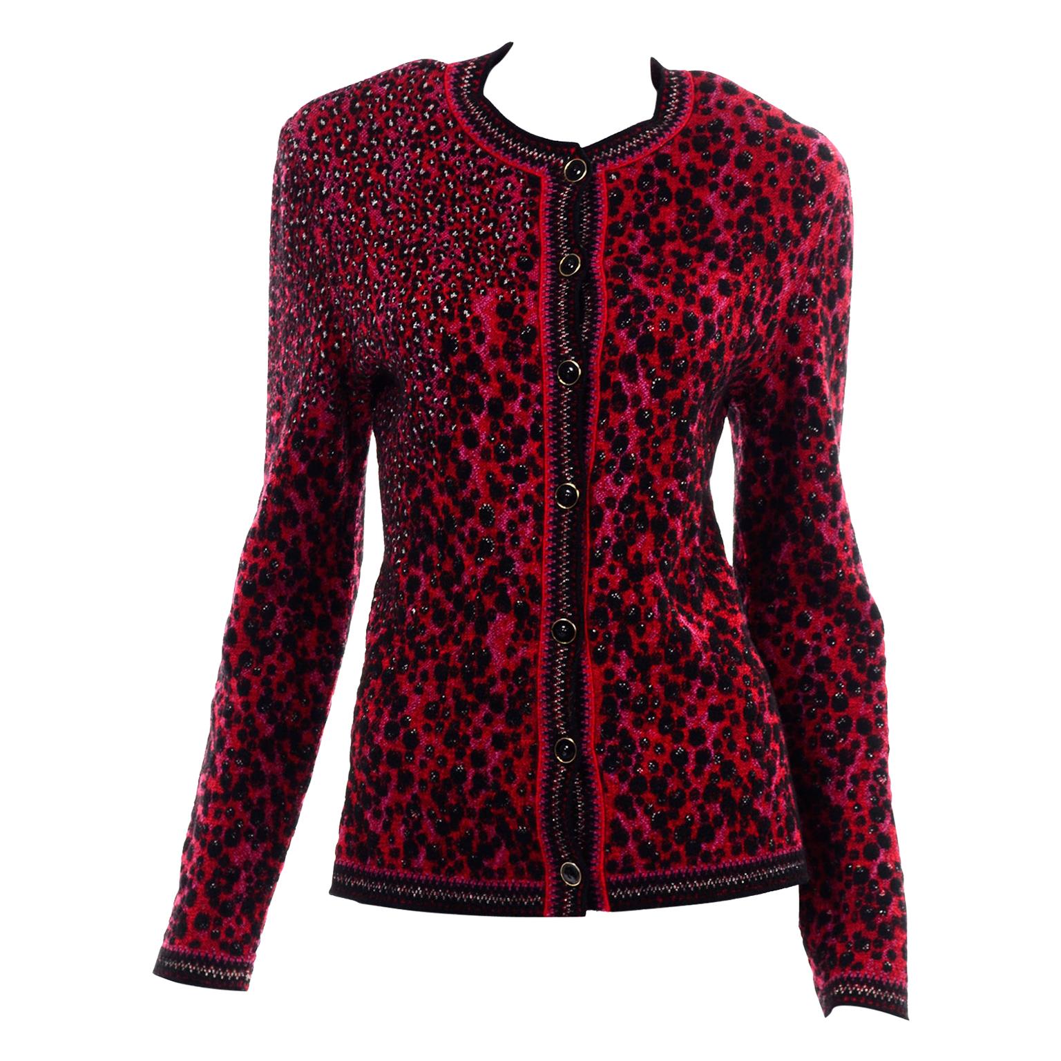 red black cardigan