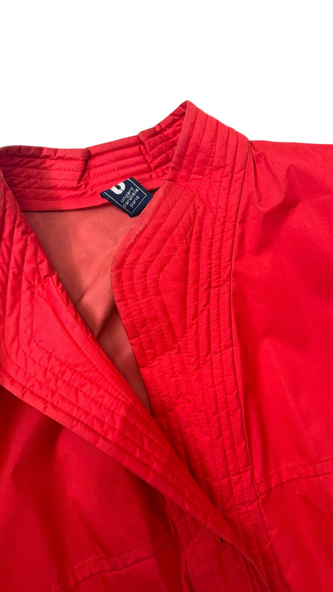 Women's or Men's Emanuel Ungaro Parallèle Vintage Red Duster Coat For Sale