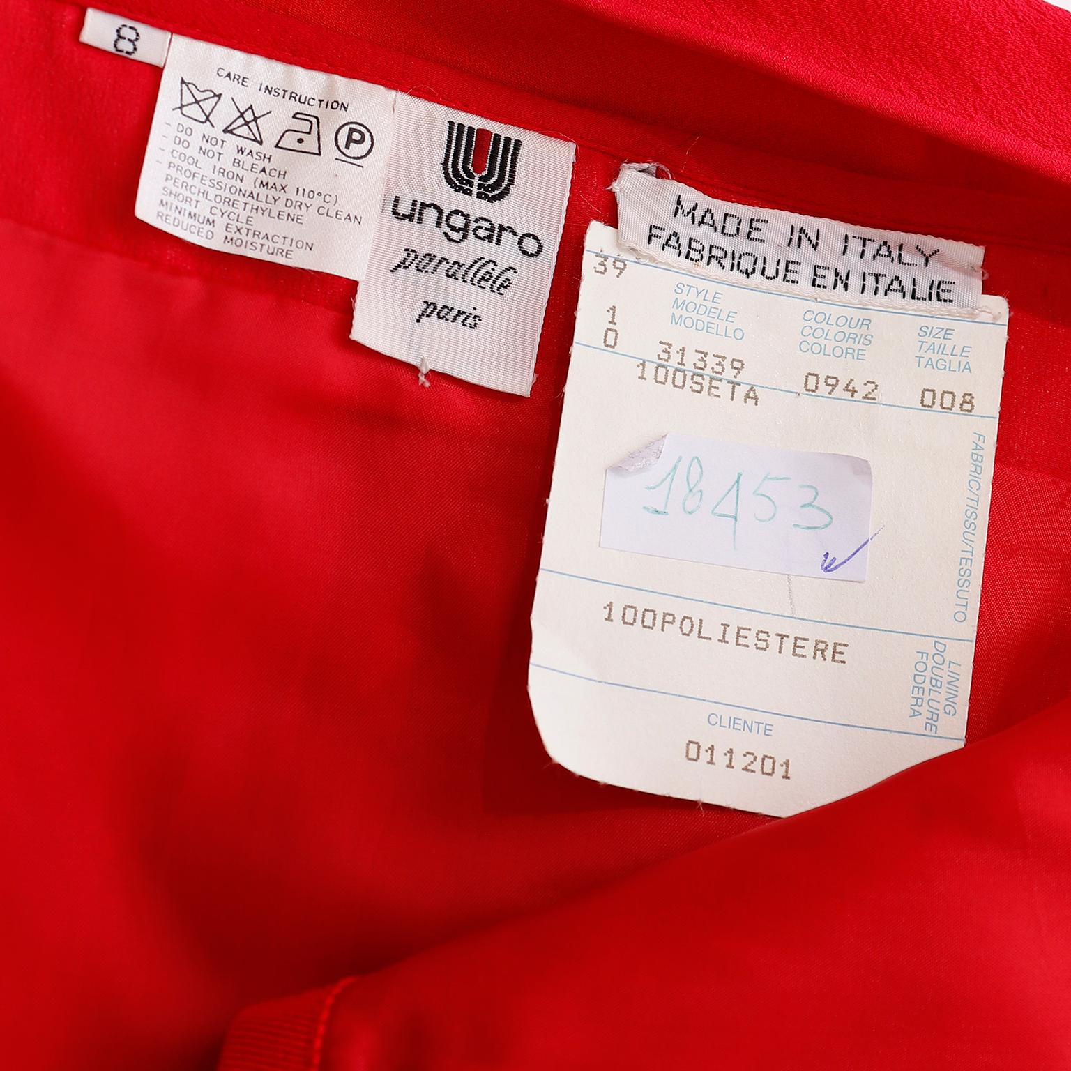 Emanuel Ungaro Paralleles Vintage Rotes One-Shoulder-Abendkleid aus Seide im Angebot 3