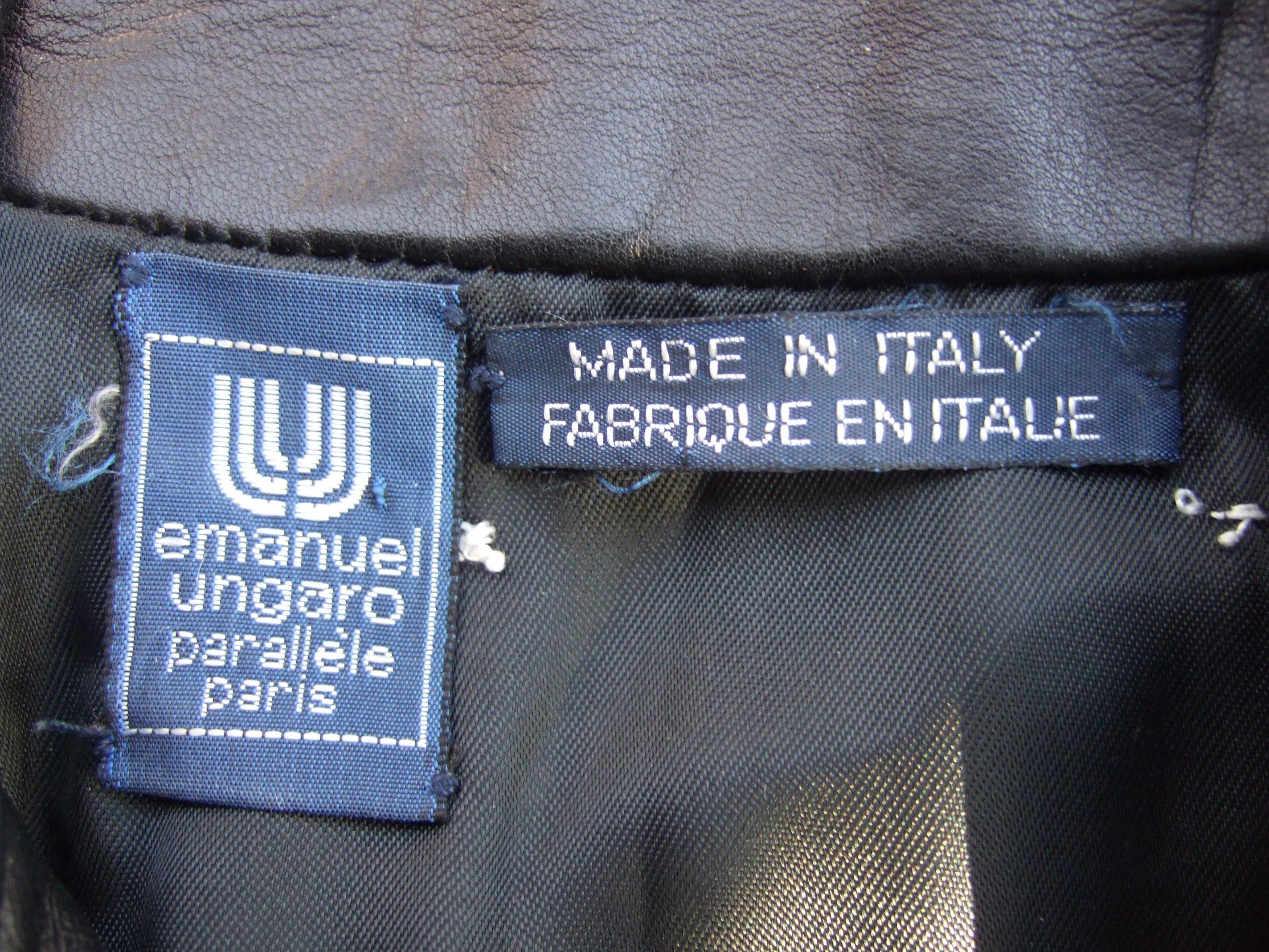 Emanuel Ungaro Paris Avant Garde Edgy Brown Leather Dress Made in Italy c 1980s en vente 14