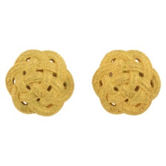 Emanuel Ungaro Paris Braided Gilt Metal Clip Earrings