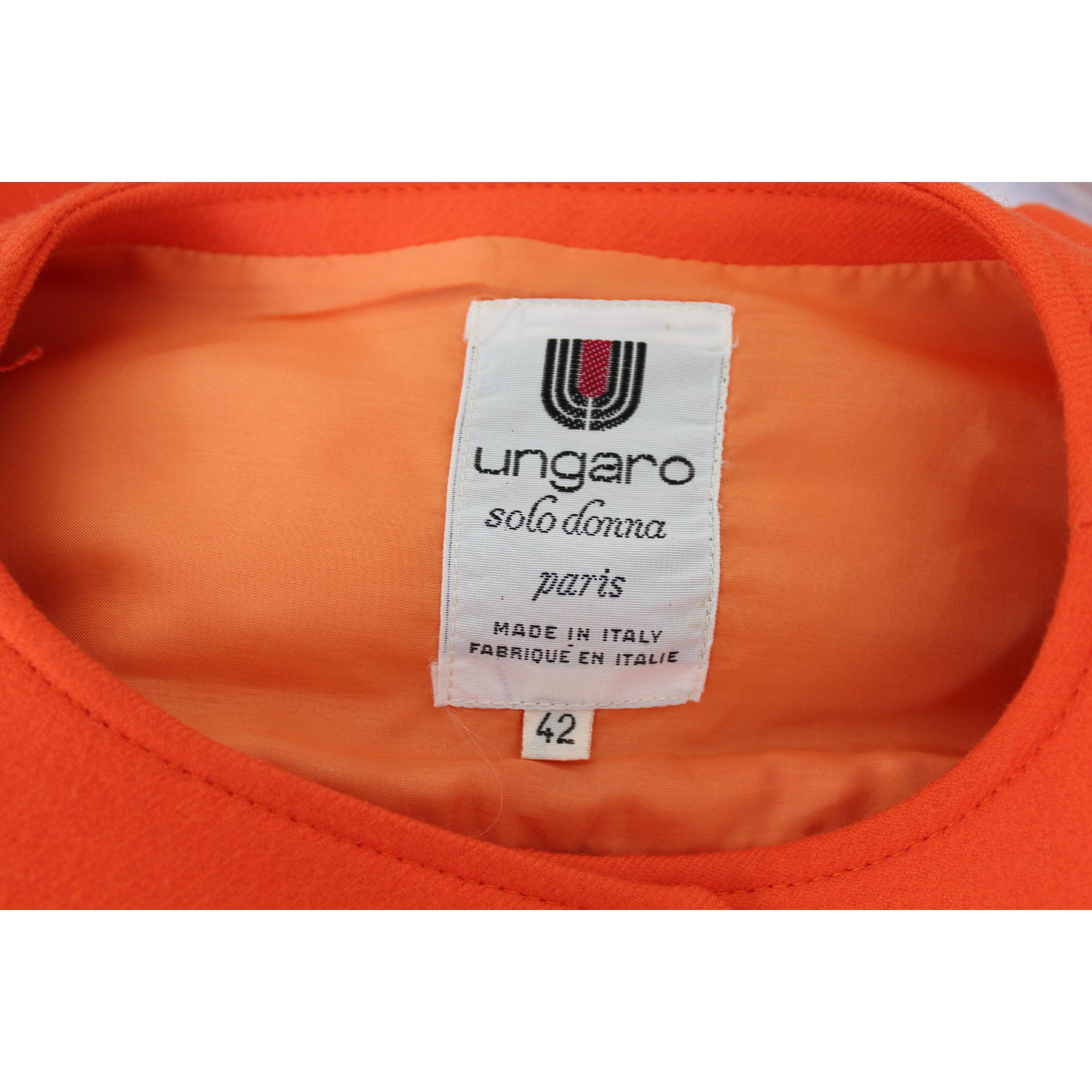 Emanuel Ungaro Paris Orange Wool Poncho Batwing Sleeves Coat 1980s 1