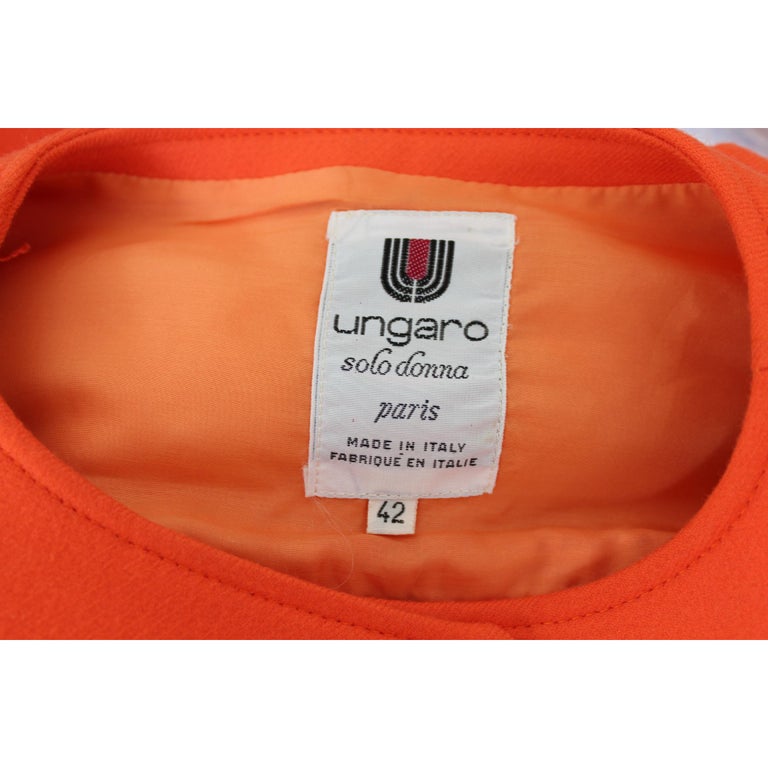 Emanuel Ungaro Paris Orange Wool Poncho Batwing Sleeves Coat 1980s For ...