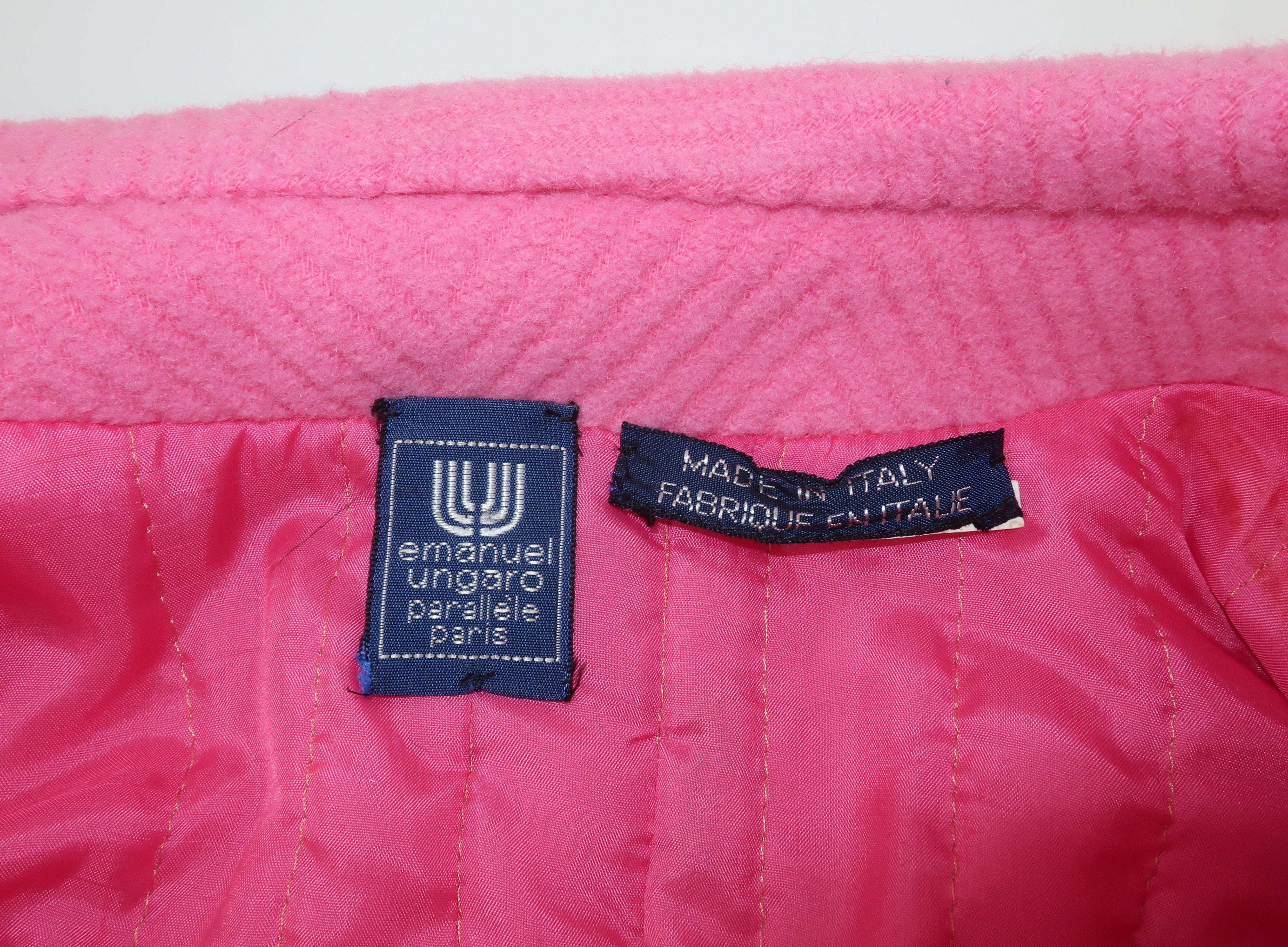 Emanuel Ungaro Pink Herringbone Wool Cropped Jacket, 1980's 5