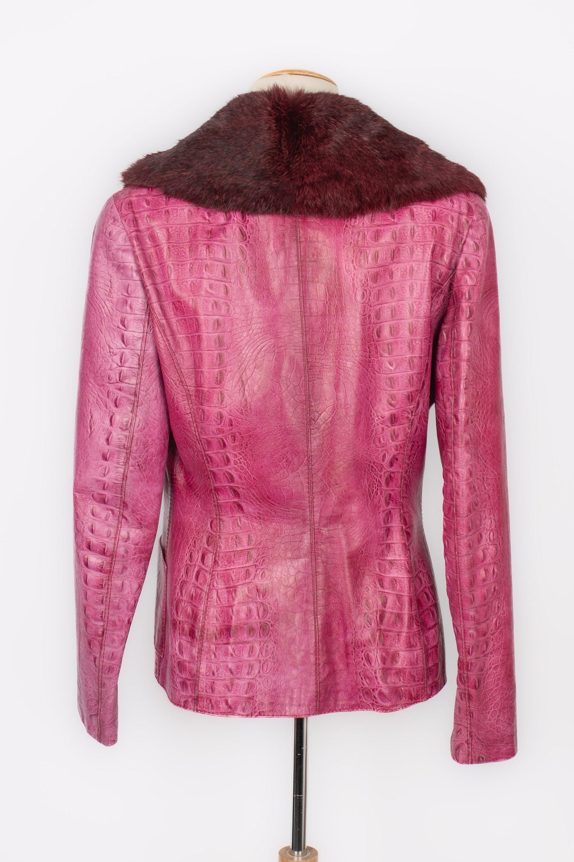 Emanuel Ungaro Pink Leather Jacket In Excellent Condition For Sale In SAINT-OUEN-SUR-SEINE, FR