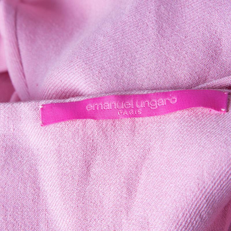 Emanuel Ungaro Pink Linen Sleeveless Maxi Dress S 1