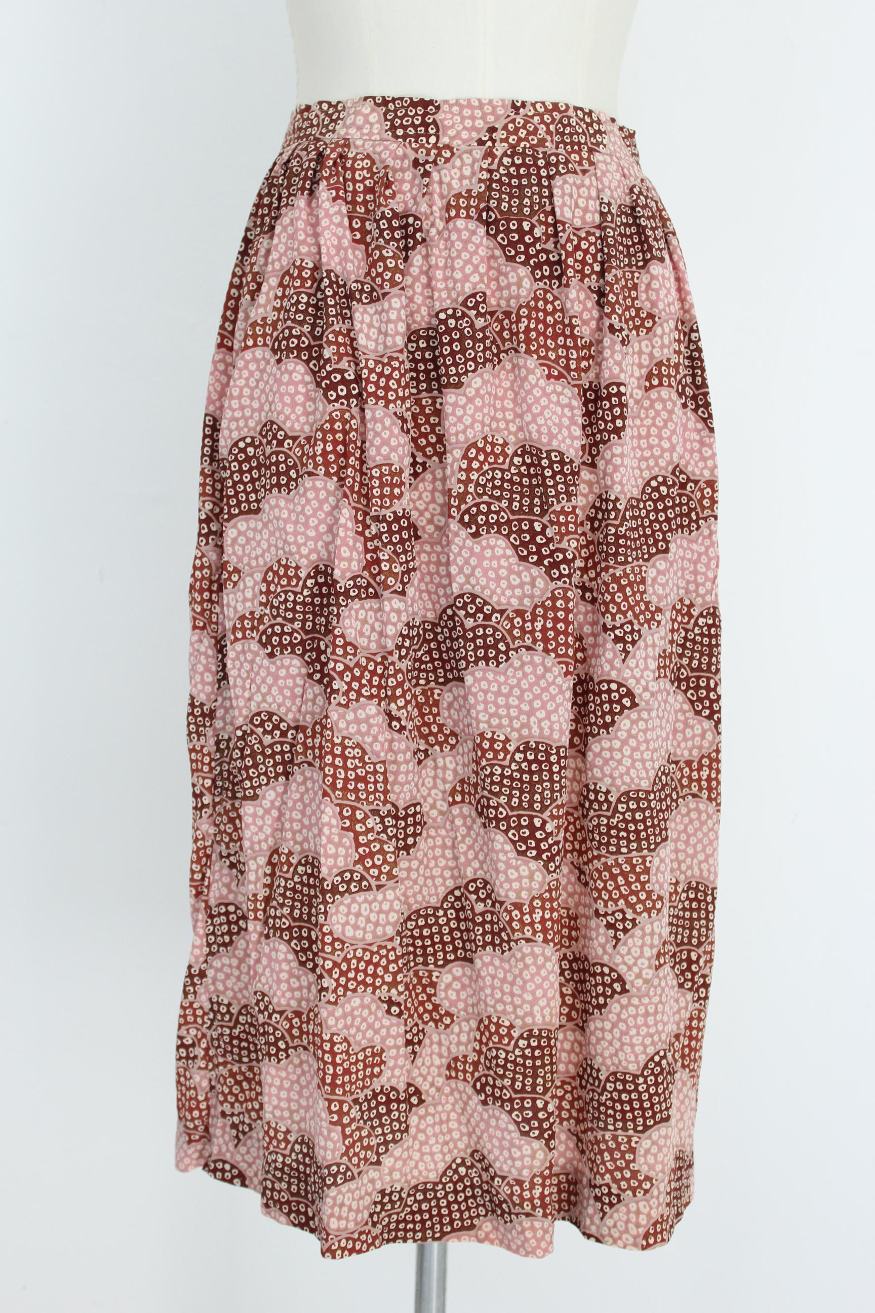 Women's Emanuel Ungaro Pink Silk Vintage Polka Dot Casual Suit Skirt and Shirt