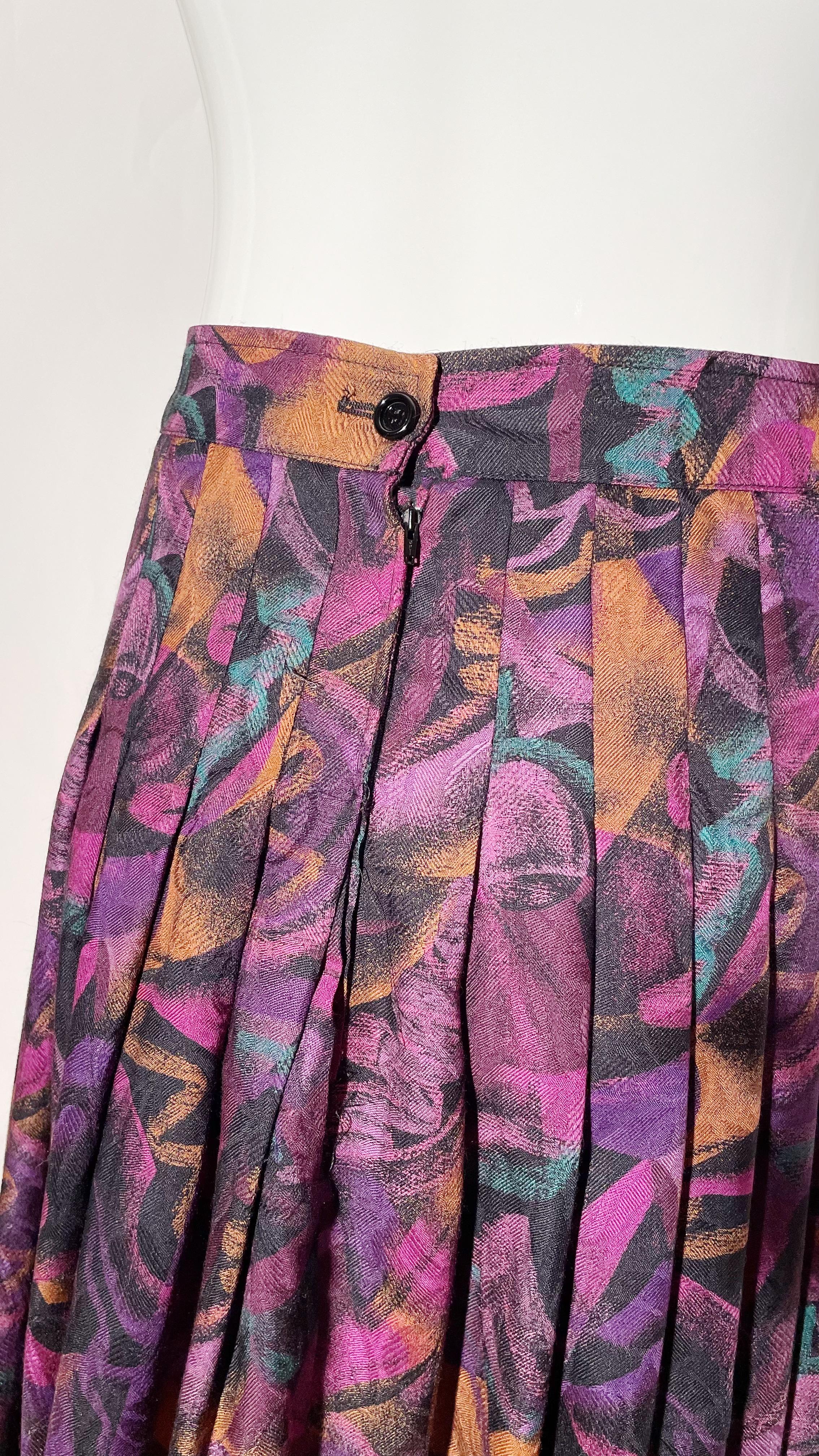 Emanuel Ungaro Pleated Printed Skirt  For Sale 1