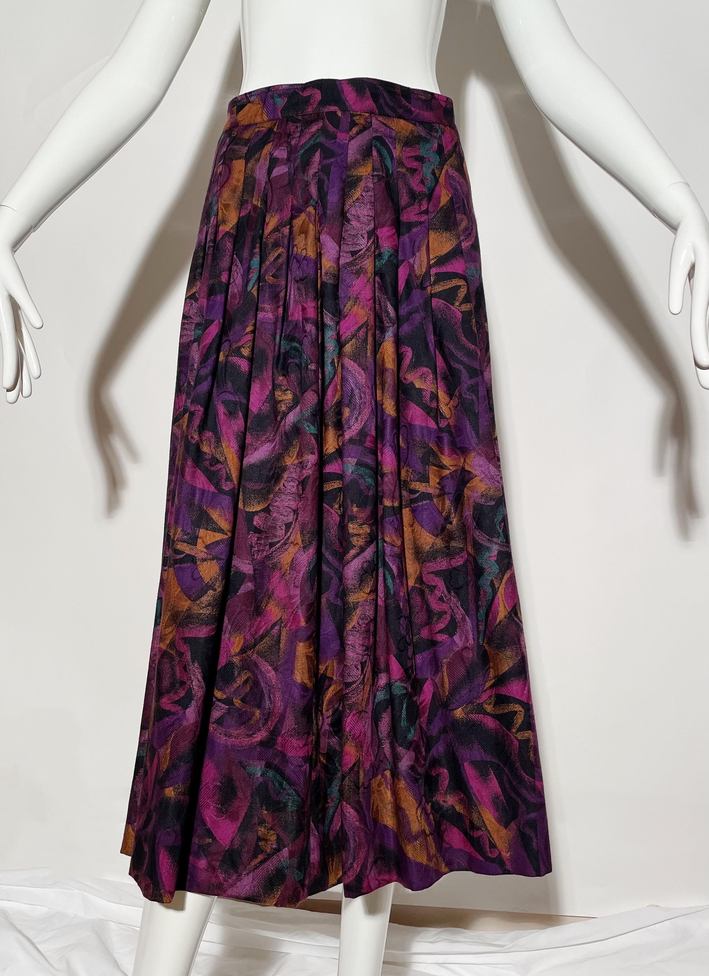 Emanuel Ungaro Pleated Printed Skirt  For Sale 2