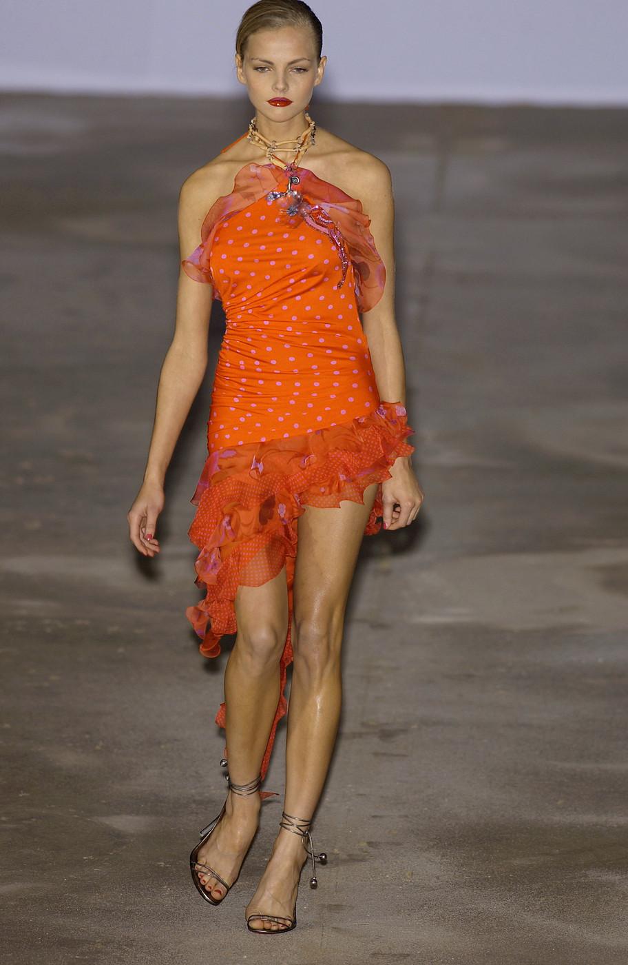 Emanuel Ungaro red and pink silk halter neck ruffled evening dress, ss 2003 1