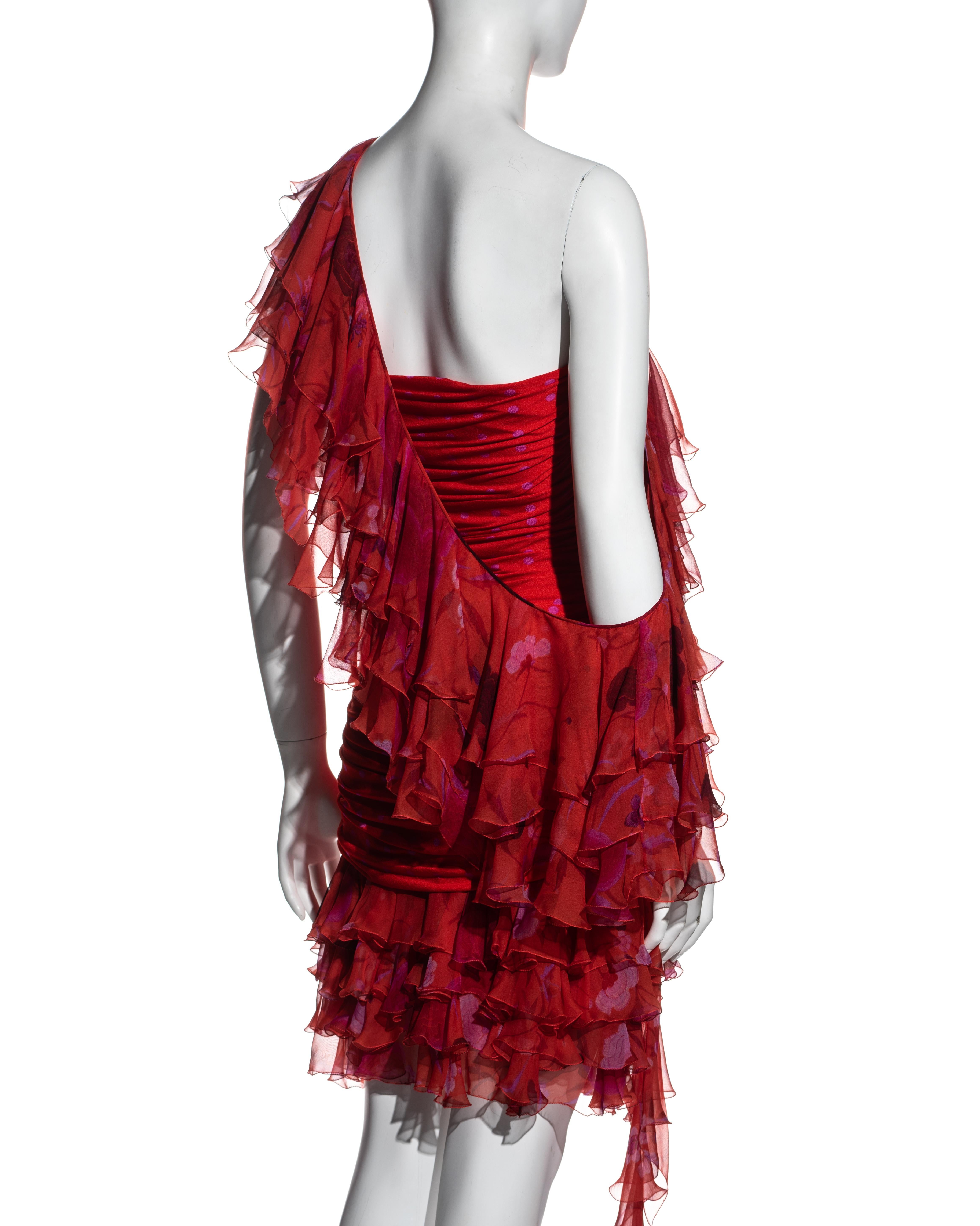 Emanuel Ungaro red and pink strapless mini dress and infinity scarf, ss 2003 1