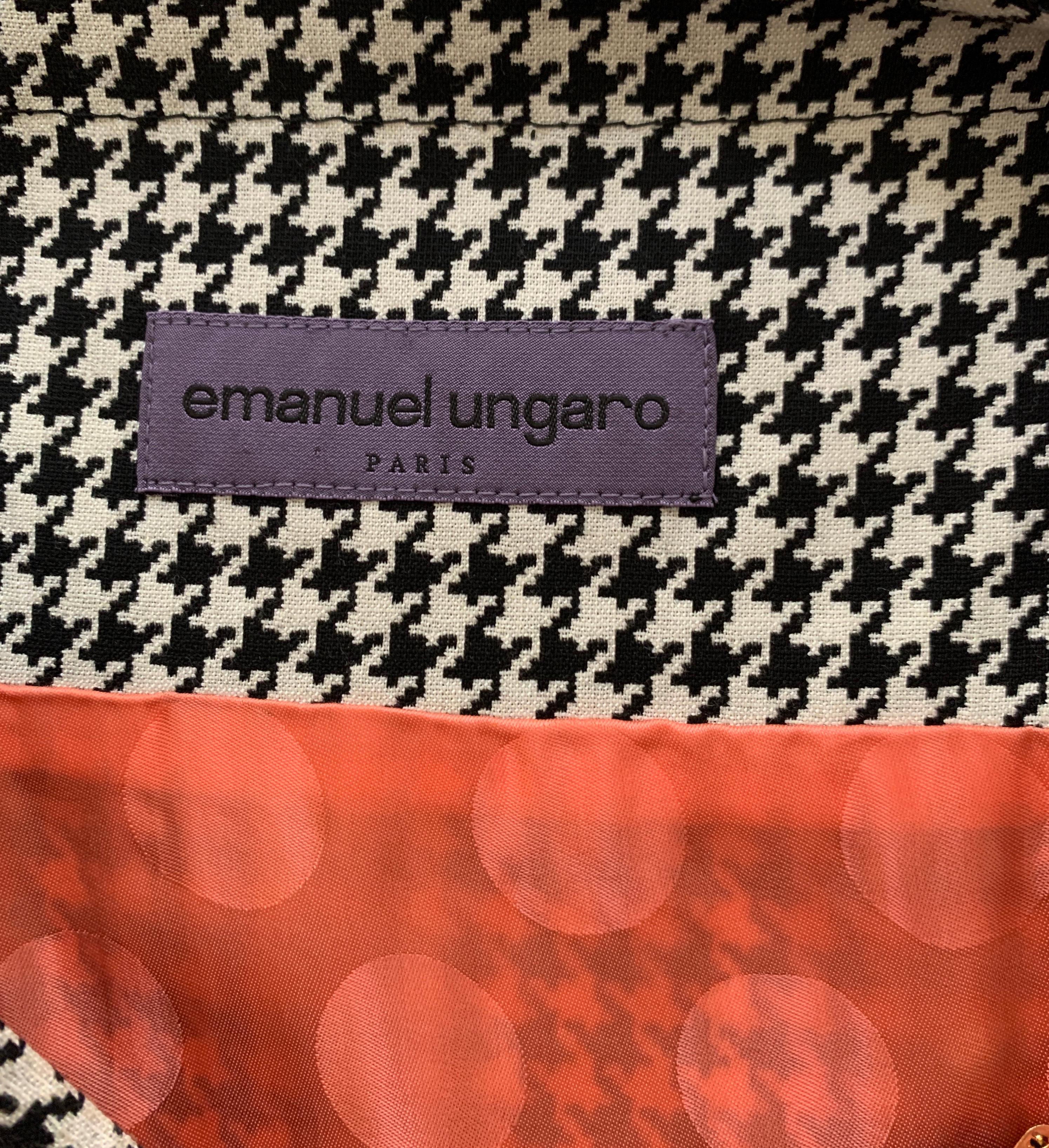Black Emanuel Ungaro Resort 2014 Houndstooth Pinafore Overall Dress  For Sale
