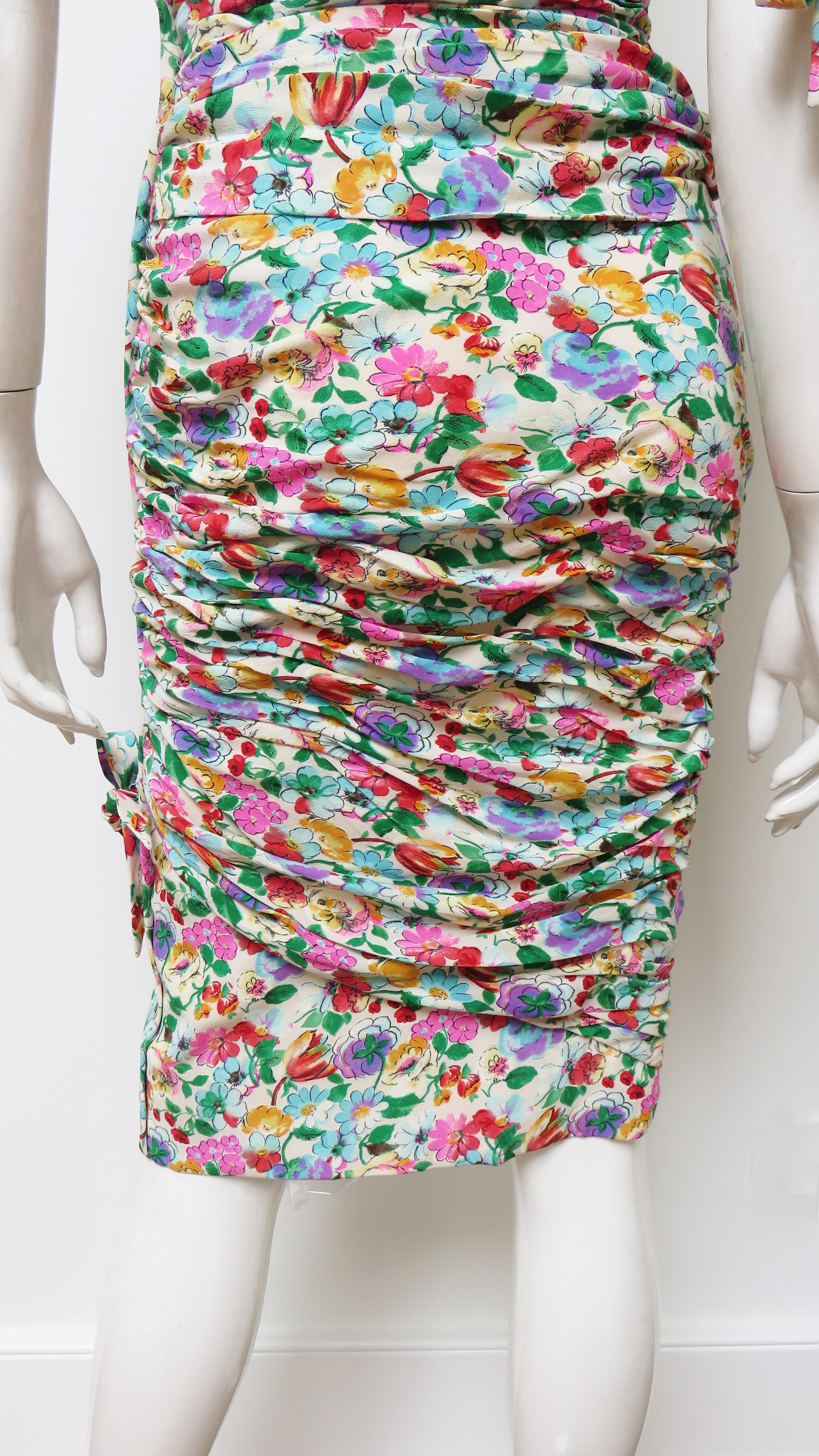 Emanuel Ungaro Ruched  Dress with Back Cut out 1980s For Sale 9