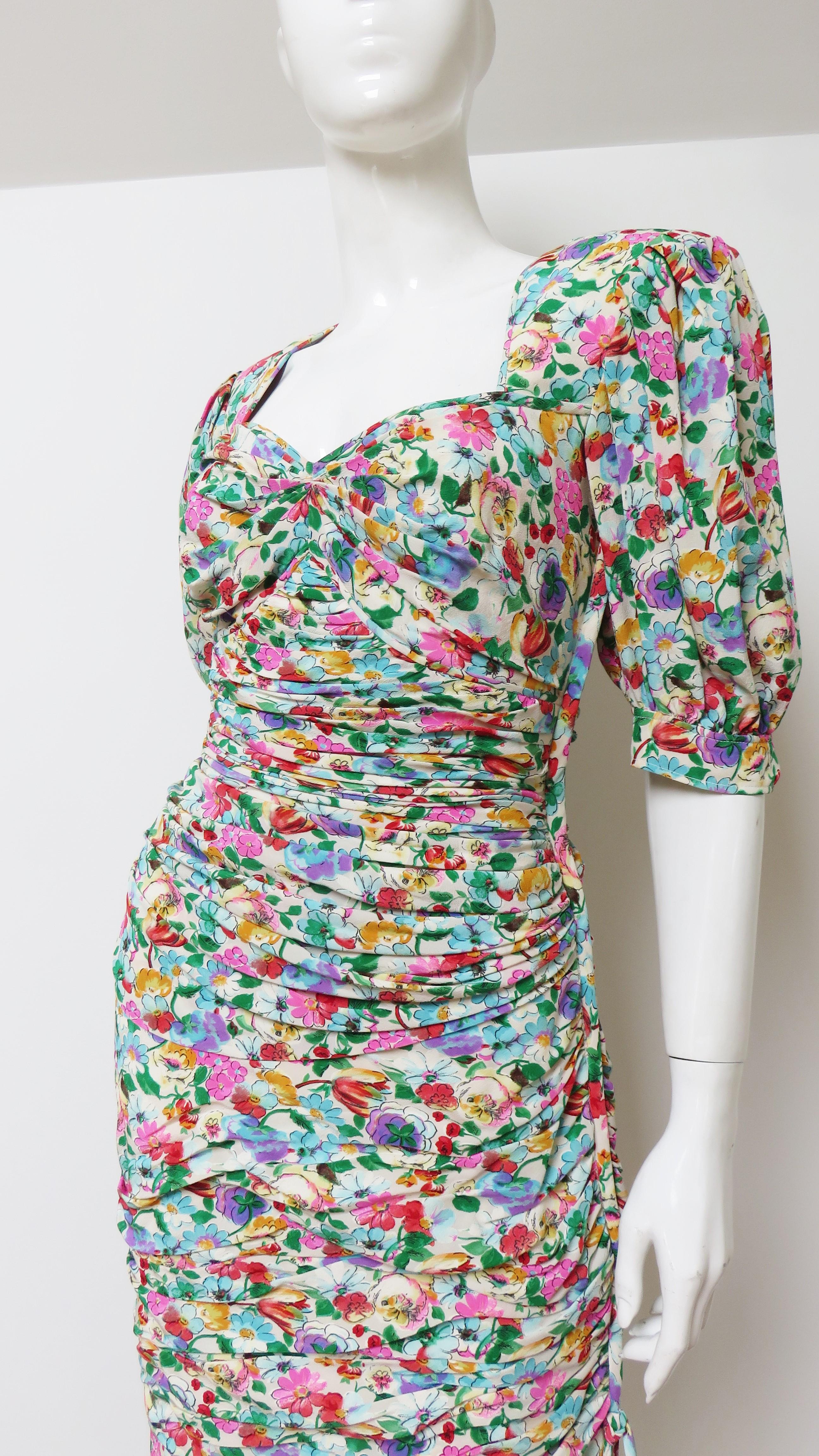 Emanuel Ungaro Ruched  Dress with Back Cut out 1980s In Excellent Condition For Sale In Water Mill, NY
