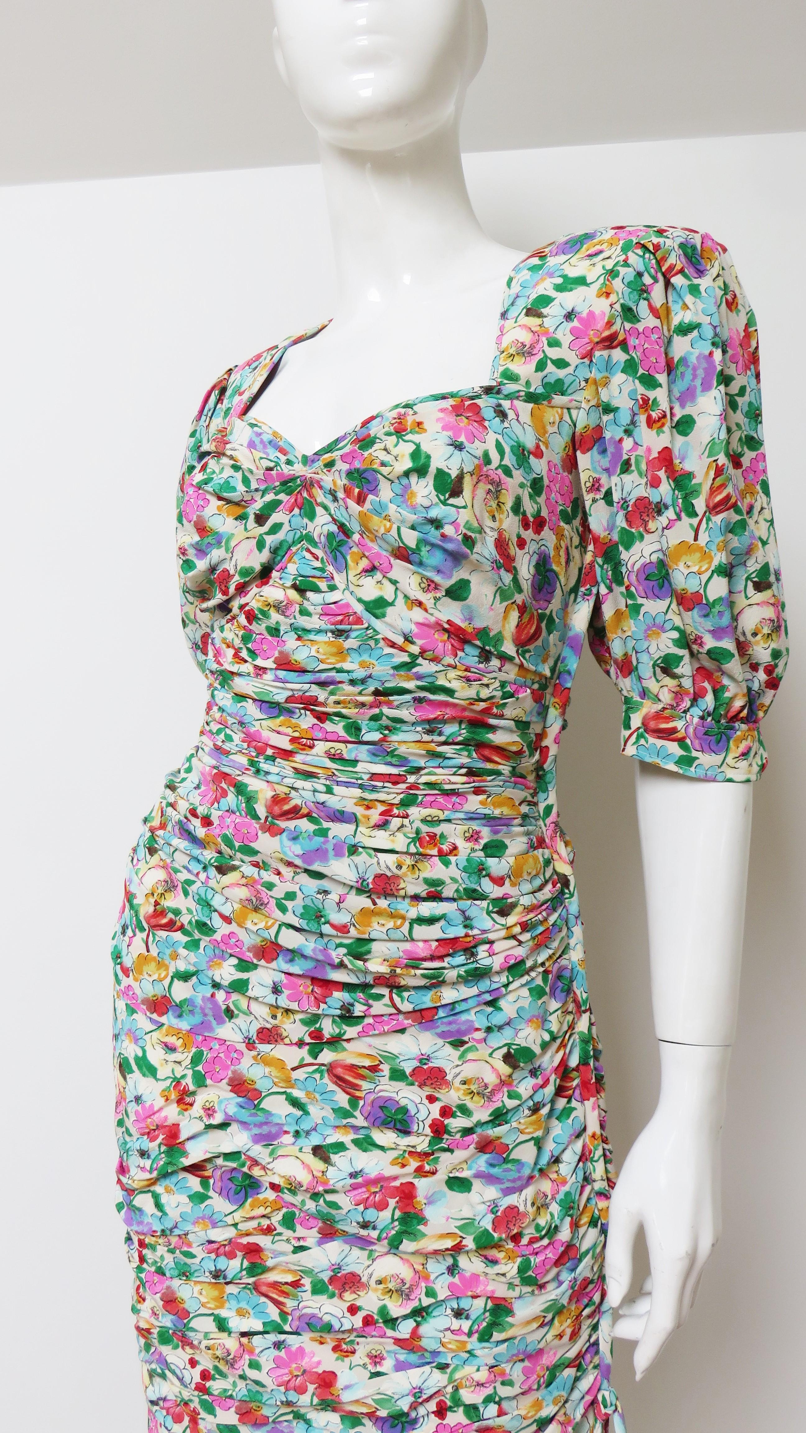 Women's Emanuel Ungaro Ruched  Dress with Back Cut out 1980s For Sale