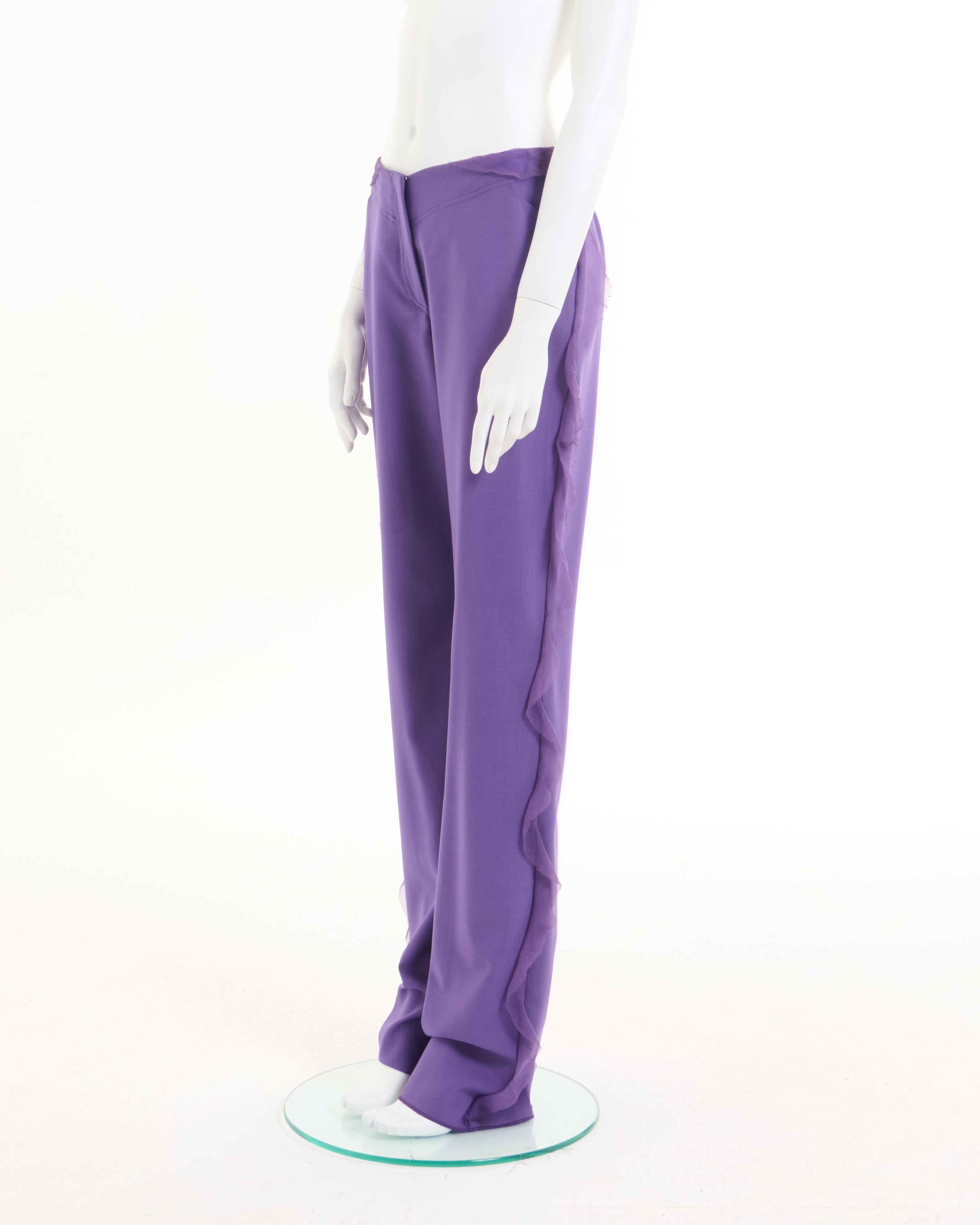 Emanuel Ungaro S/S 2001 Purple Silk Chiffon Pants In Excellent Condition For Sale In Milano, IT