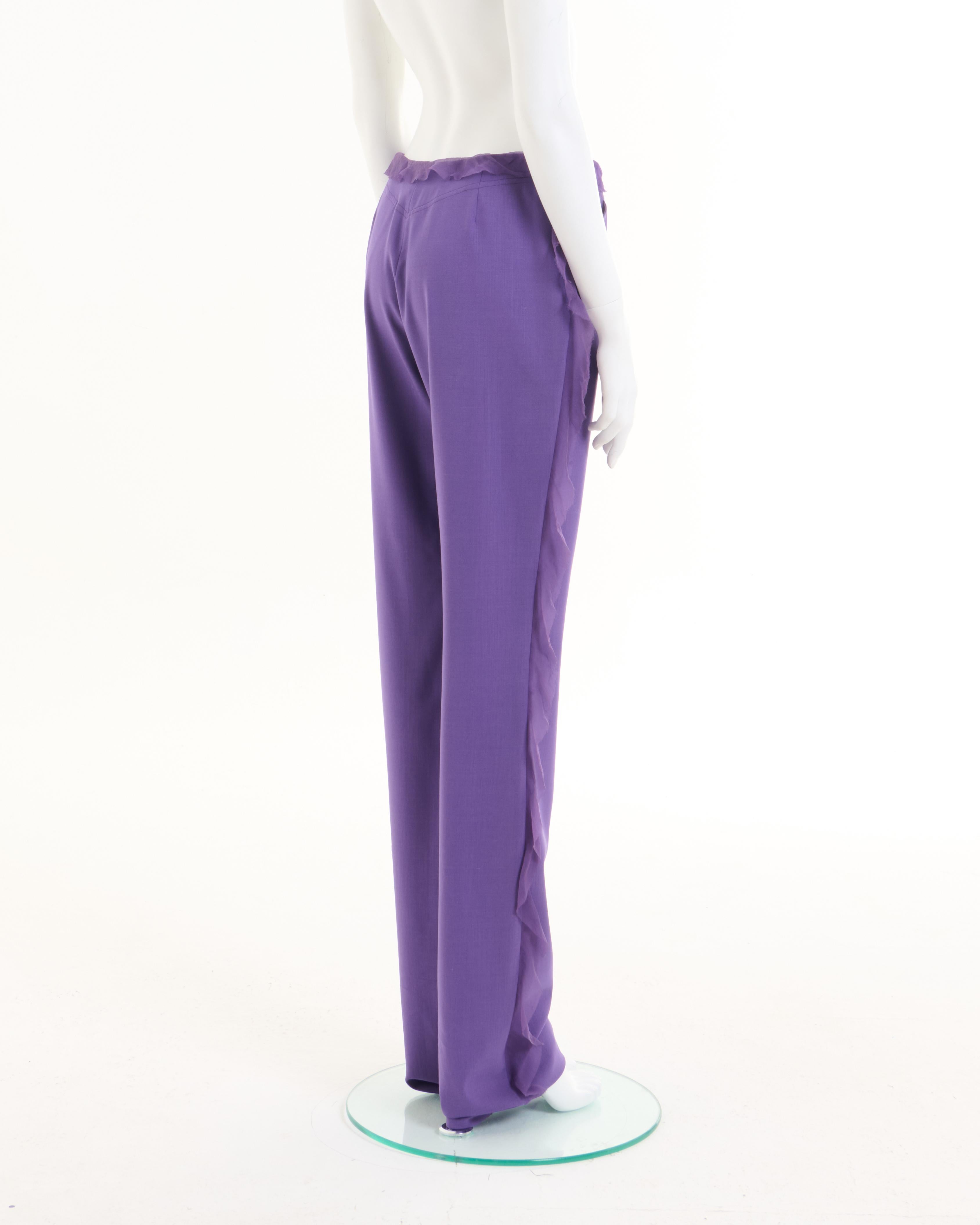 Emanuel Ungaro S/S 2001 Purple Silk Chiffon Pants For Sale 1