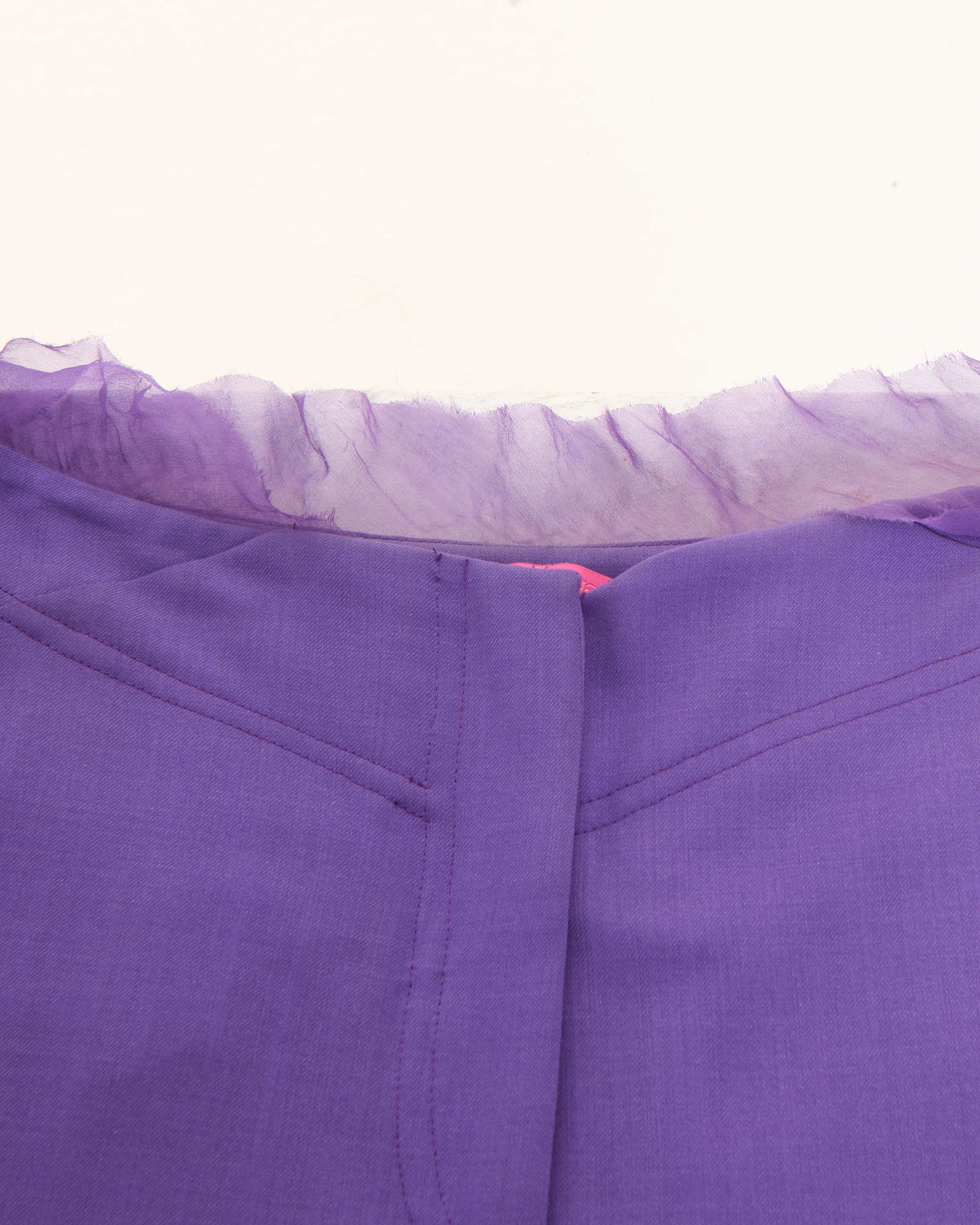 Emanuel Ungaro S/S 2001 Purple Silk Chiffon Pants For Sale 2