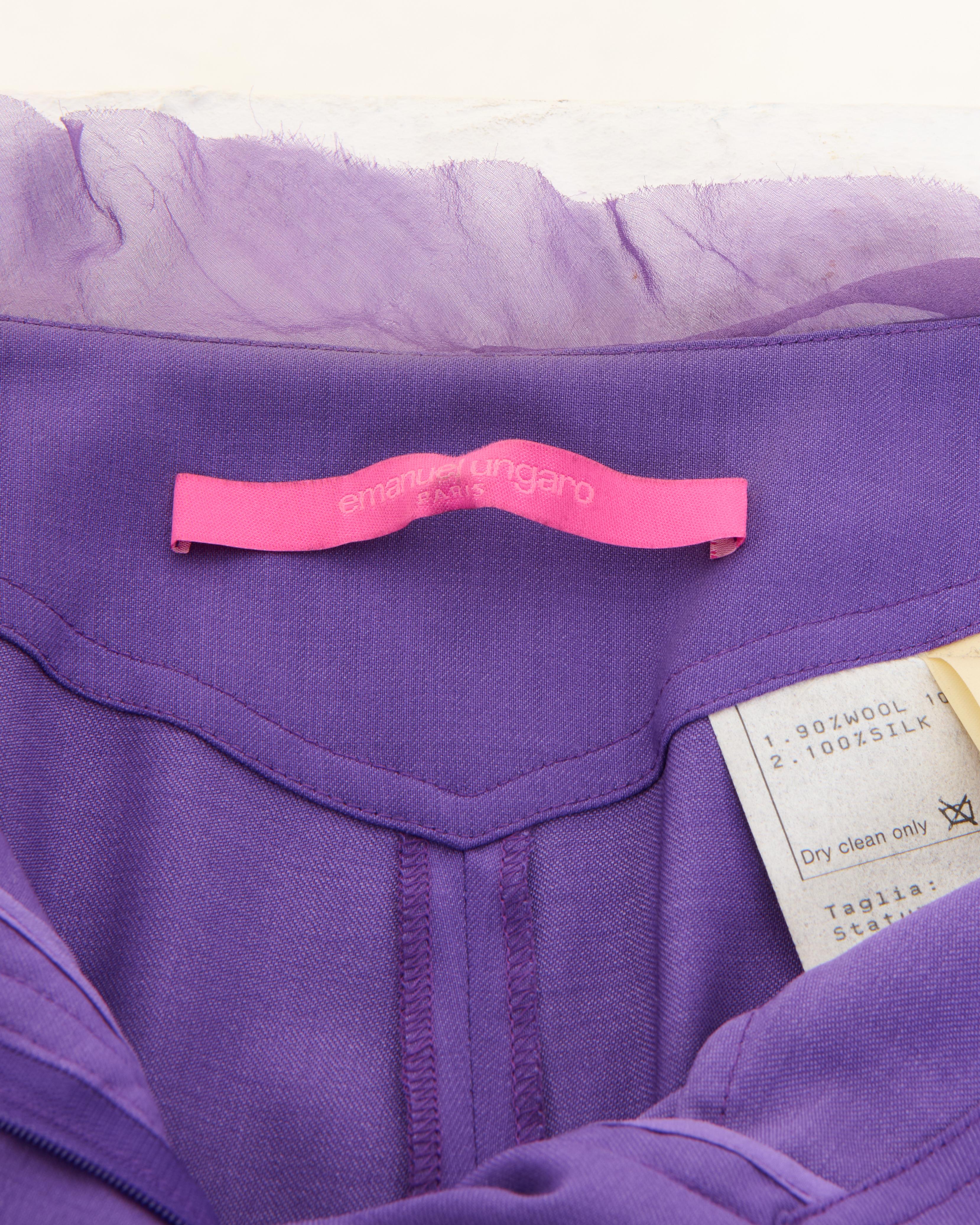Emanuel Ungaro S/S 2001 Purple Silk Chiffon Pants For Sale 3