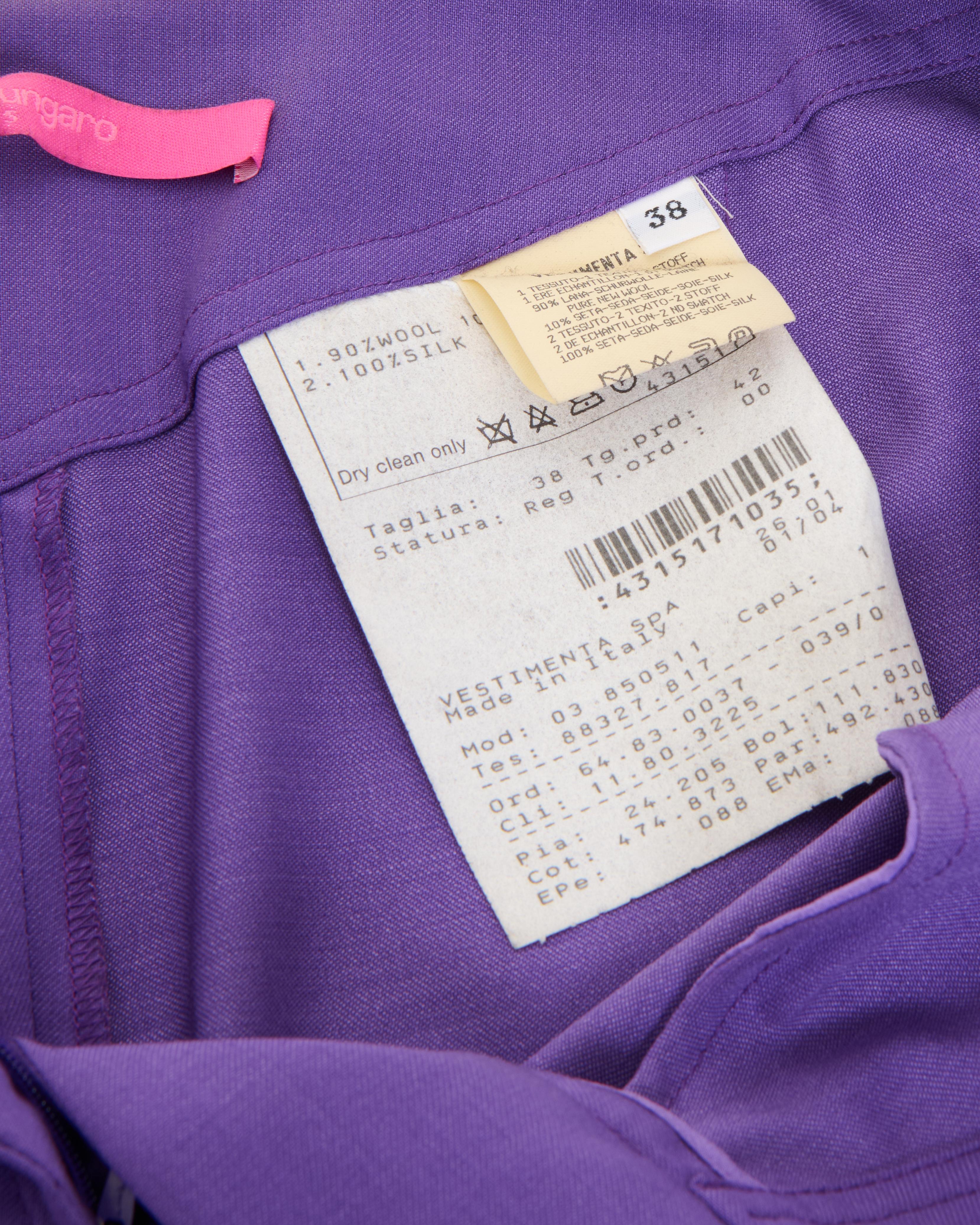 Emanuel Ungaro S/S 2001 Purple Silk Chiffon Pants For Sale 4