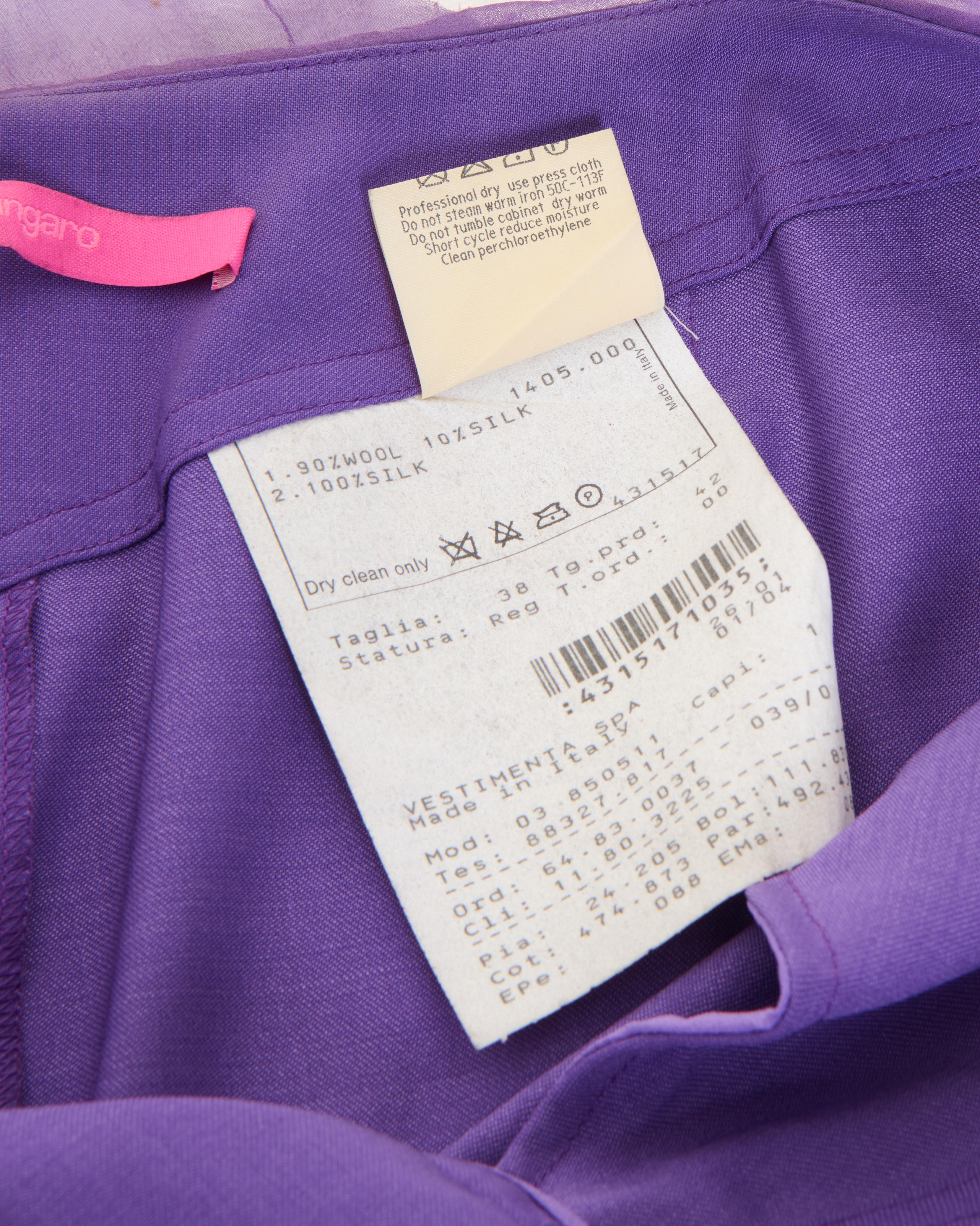Emanuel Ungaro S/S 2001 Purple Silk Chiffon Pants For Sale 5