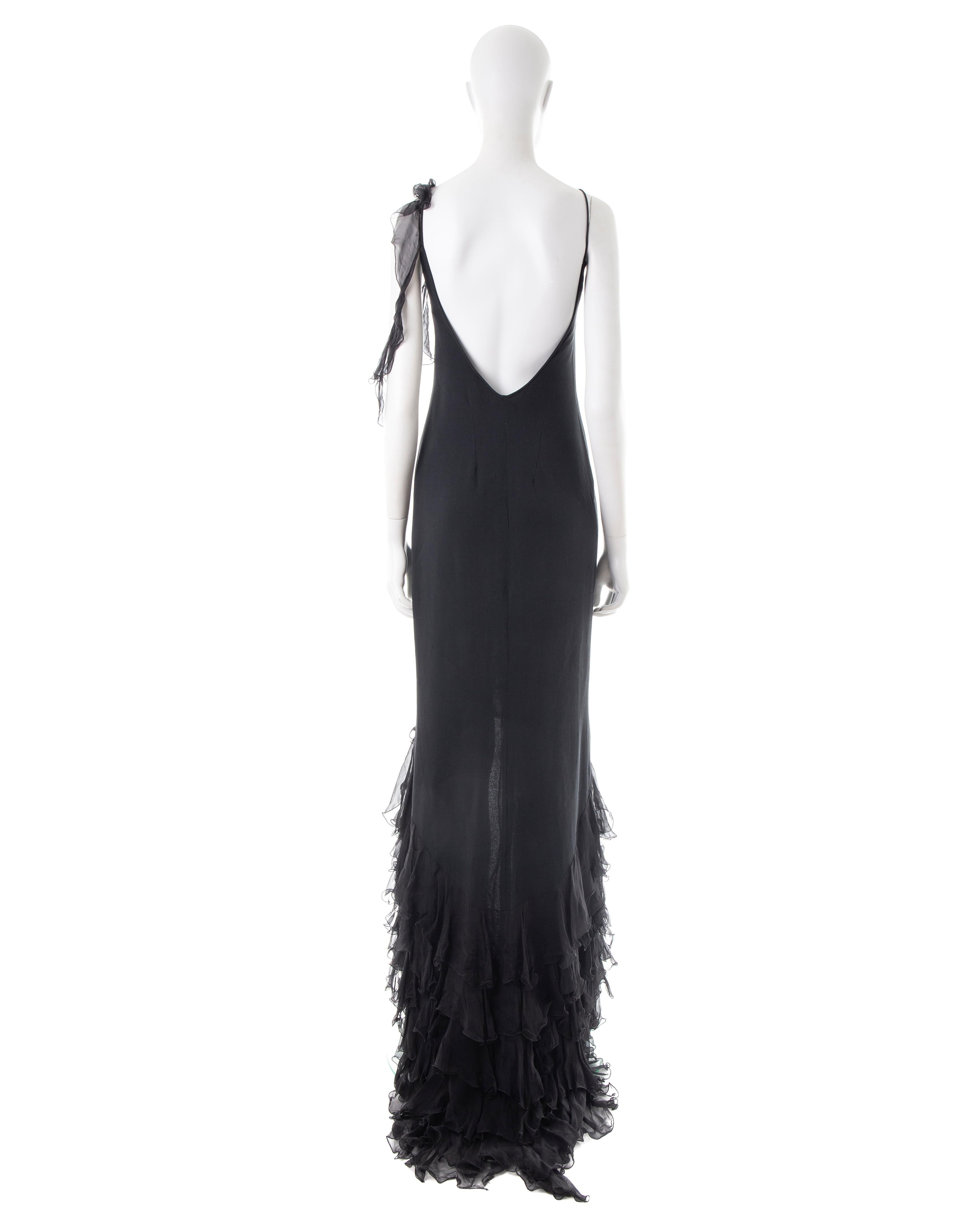 Emanuel Ungaro S/S 2003 black silk ruffled evening dress 1