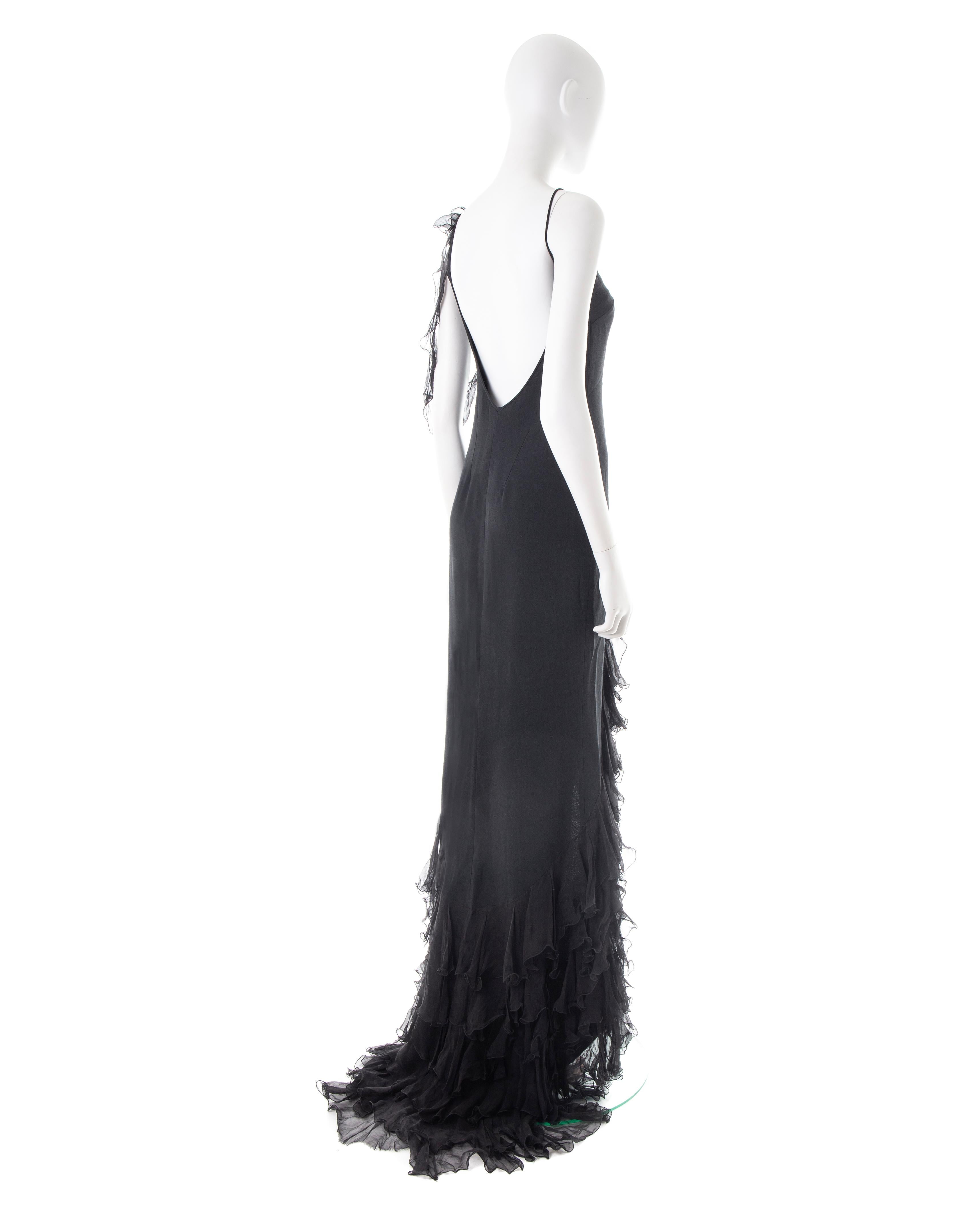 Emanuel Ungaro S/S 2003 black silk ruffled evening dress 3