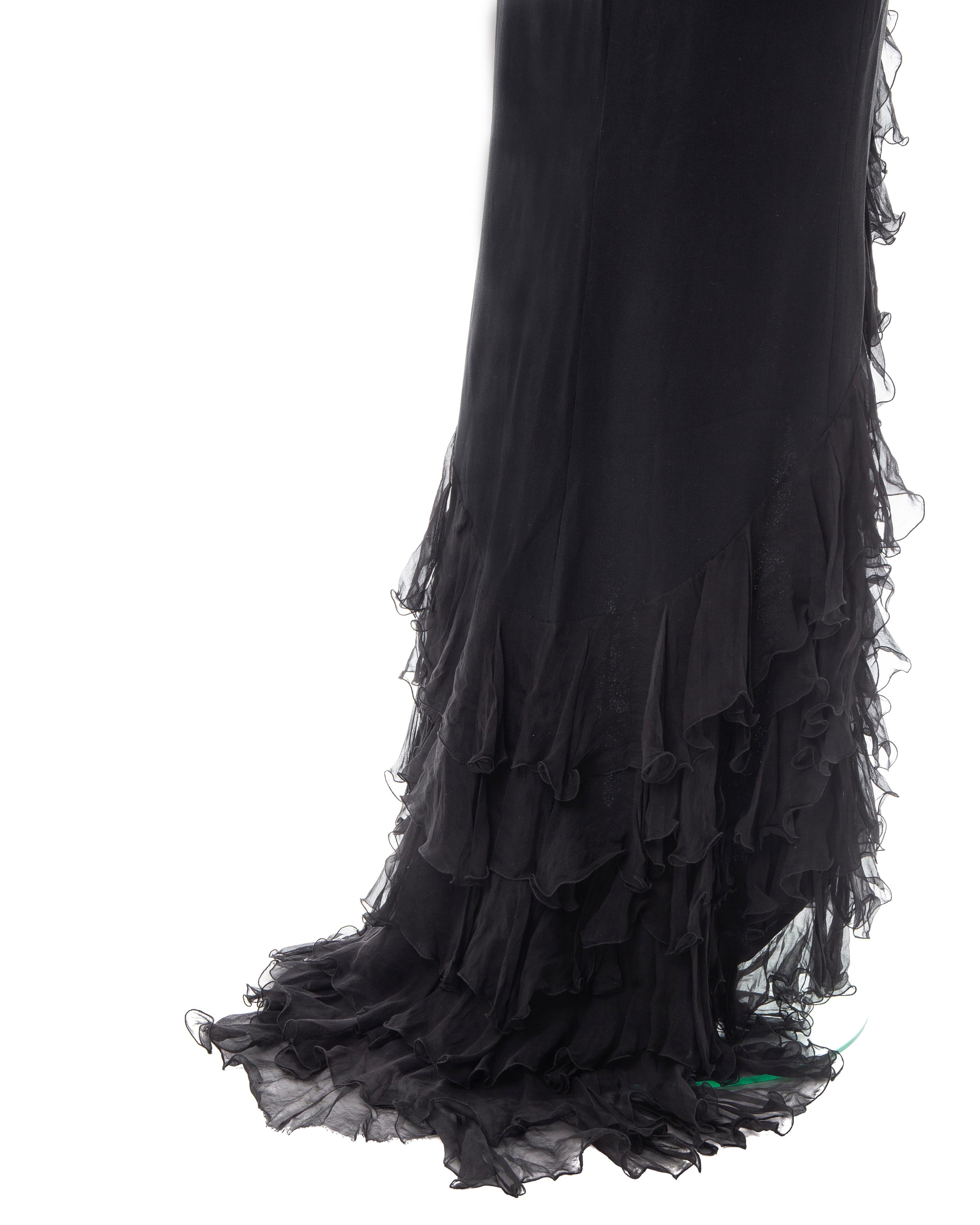 Emanuel Ungaro S/S 2003 black silk ruffled evening dress 4