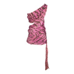 Emanuel Ungaro S/S 2004 one shoulder hot pink zebra runway dress