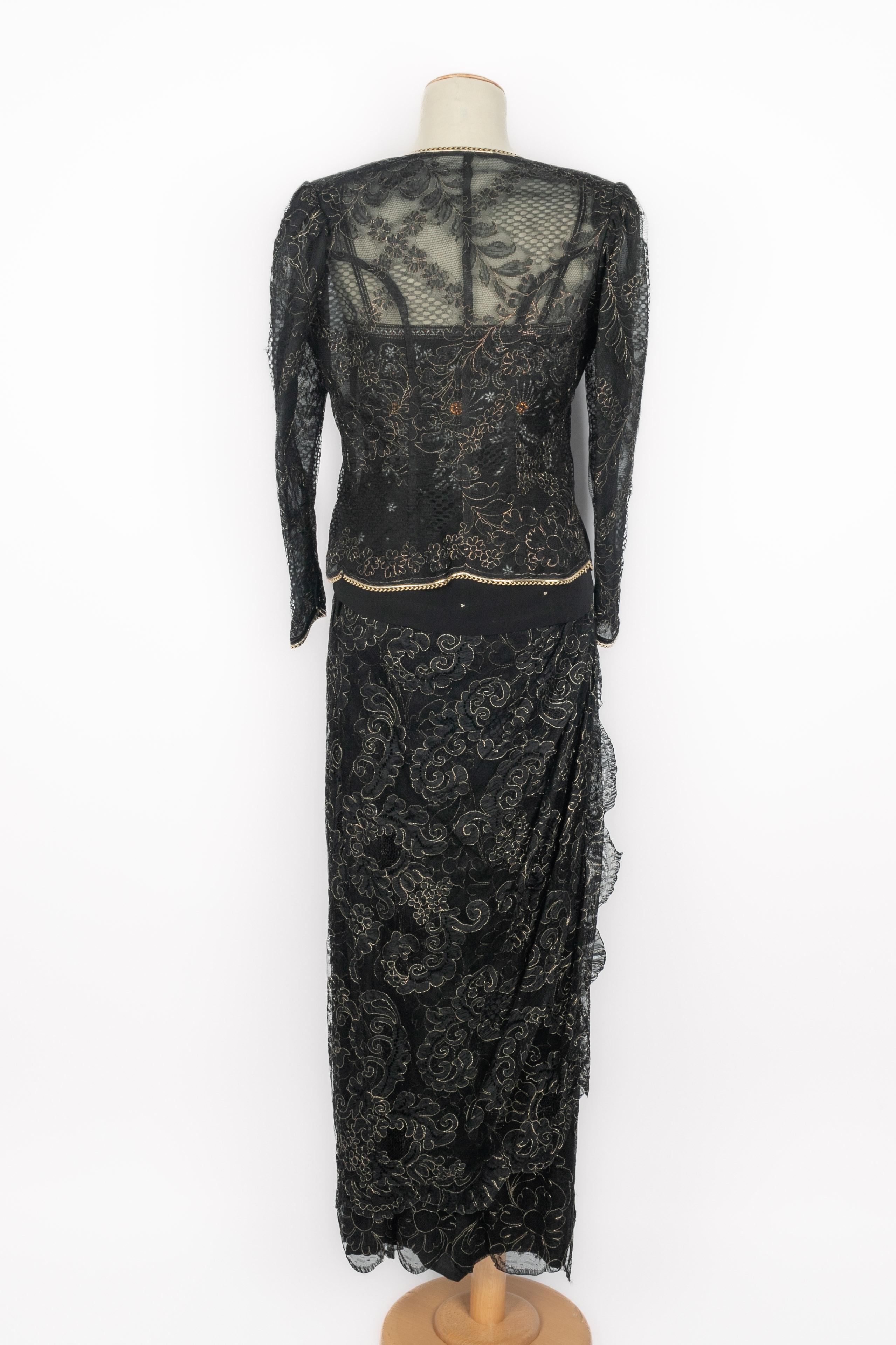 Noir Emanuel Ungaro set Haute Couture Printemps-Eté 1979 en vente