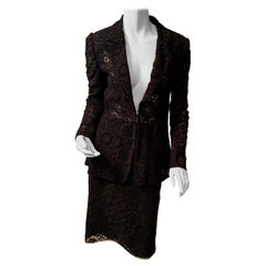 Emanuel Ungaro Combinaison jupe en dentelle noire transparente avec camisole en soie noire en option