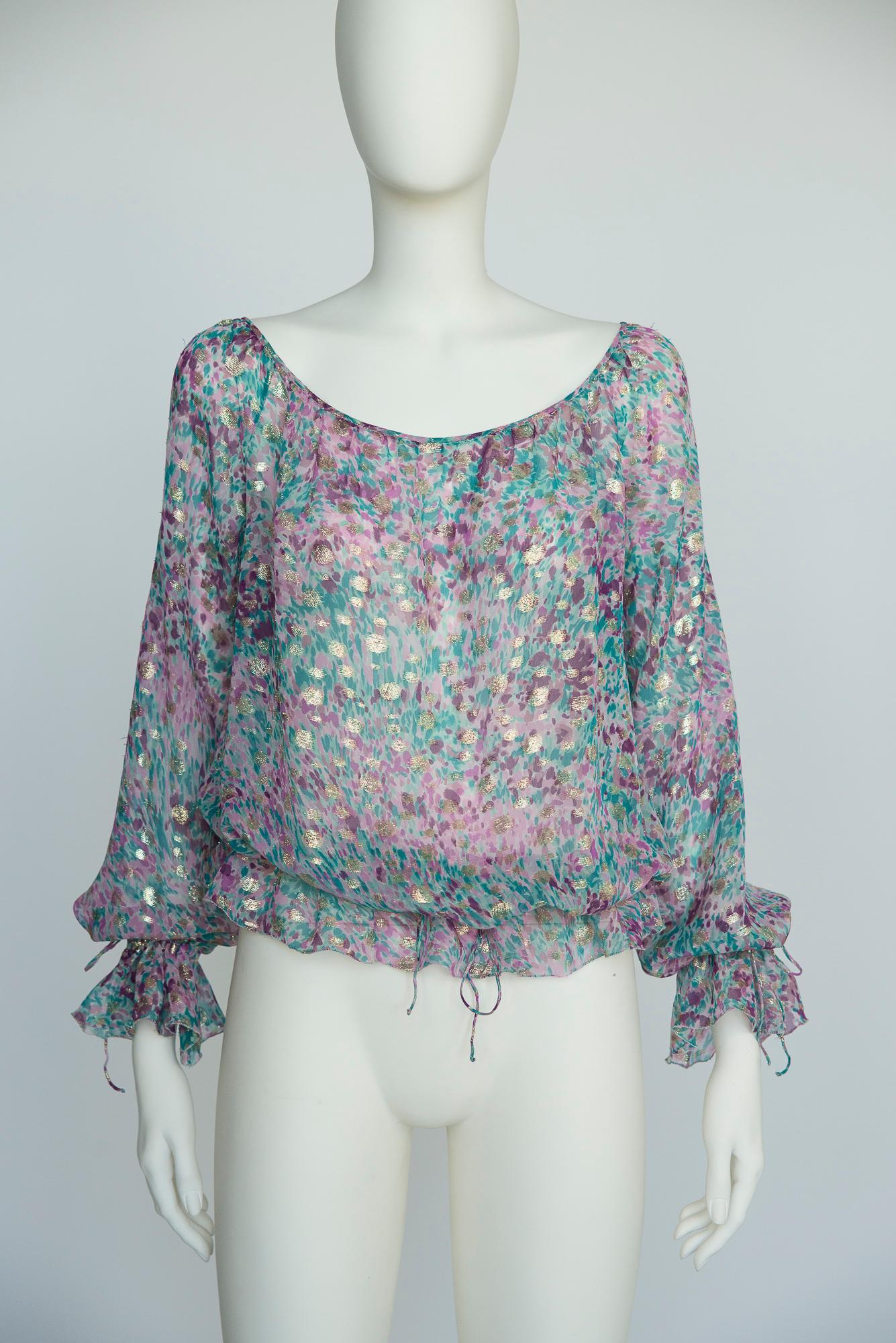 Emanuel Ungaro - Set da sera 3 pezzi in chiffon di seta e lurex oro con taglio sbieco, SS2006 in vendita 6