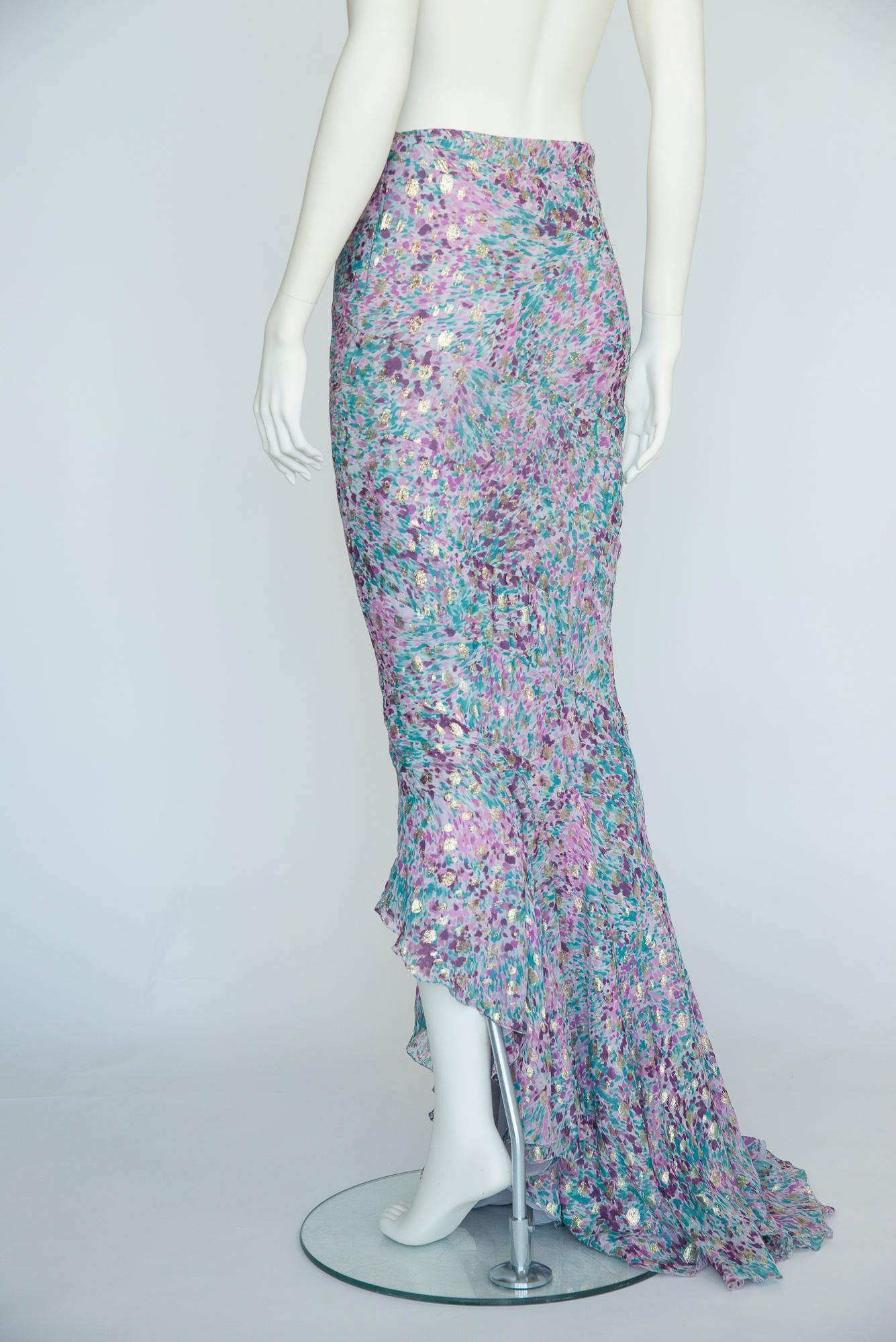 Emanuel Ungaro - Set da sera 3 pezzi in chiffon di seta e lurex oro con taglio sbieco, SS2006 in vendita 10