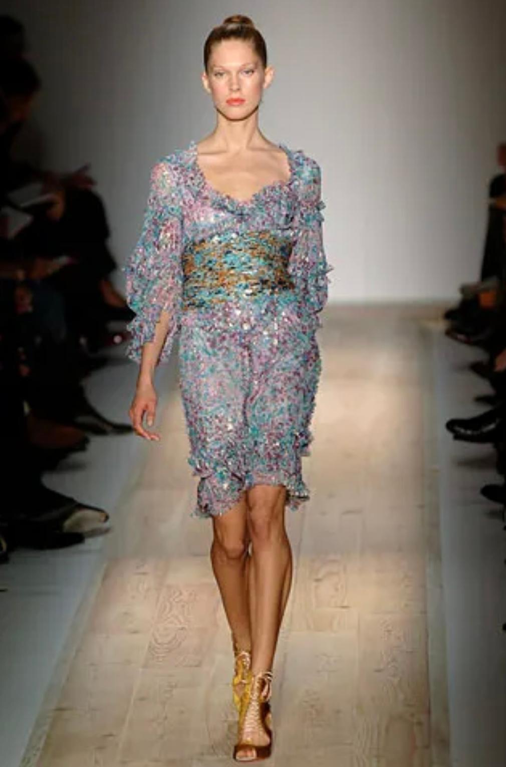 Emanuel Ungaro - Set da sera 3 pezzi in chiffon di seta e lurex oro con taglio sbieco, SS2006 in vendita 14
