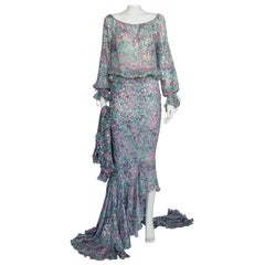 Emanuel Ungaro Silk Chiffon & Gold Lurex Bias Cut 3 Pieces Evening Set, SS2006