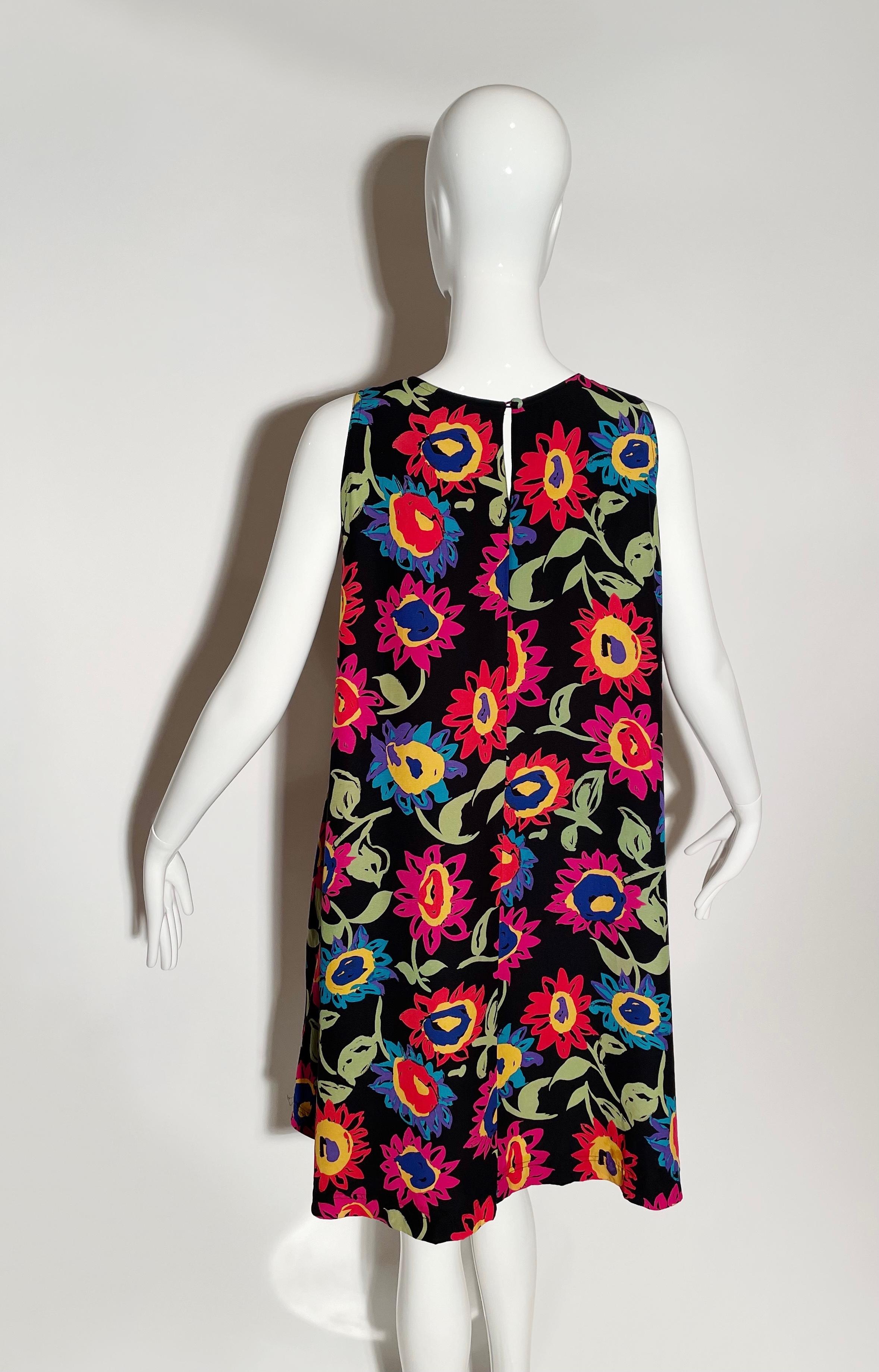 Emanuel Ungaro Silk Floral Dress In Fair Condition For Sale In Los Angeles, CA